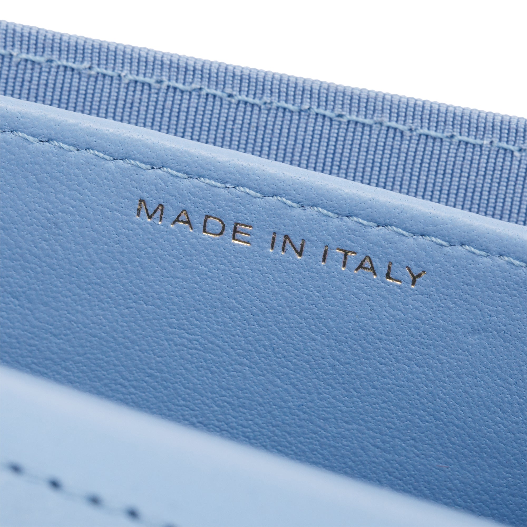 Chanel 2020 Blue Lambskin Quilted Leather Card Holder On Chain w/ Box