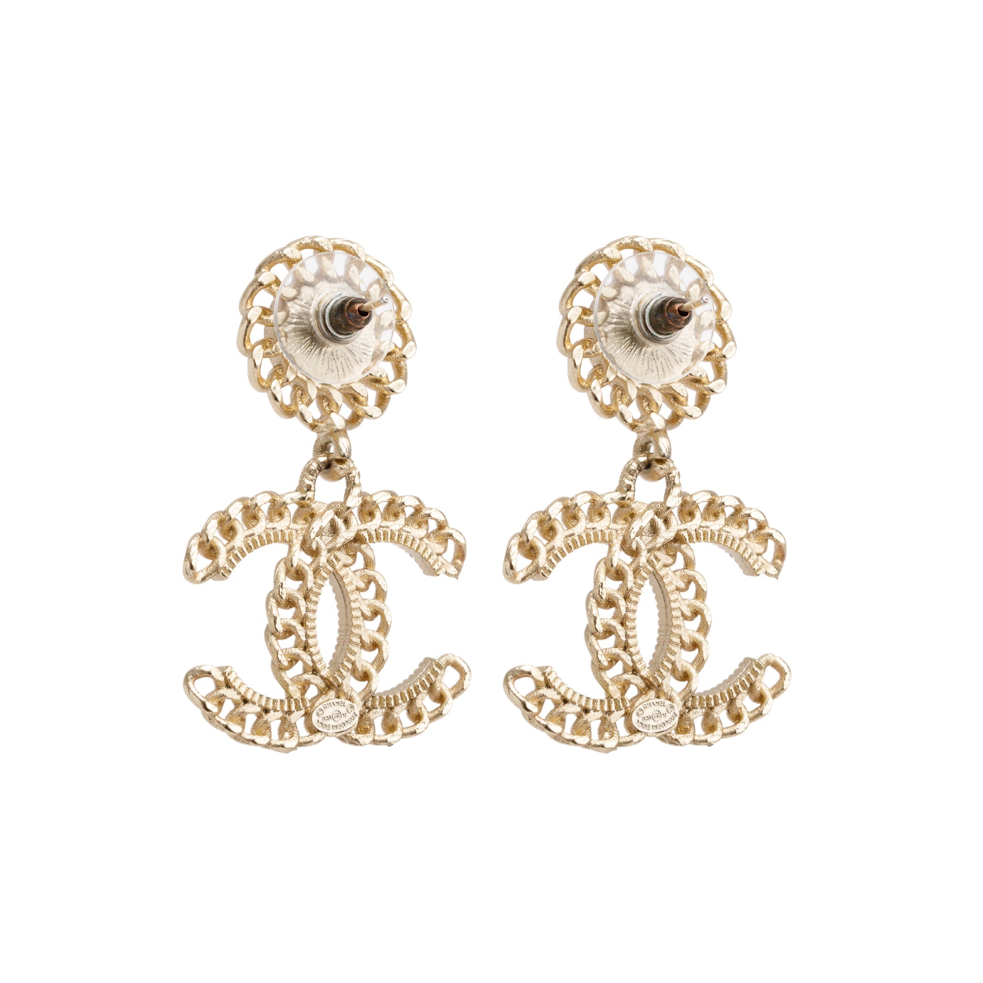 Chanel 2020 Faux Pearl CC Drop Earrings