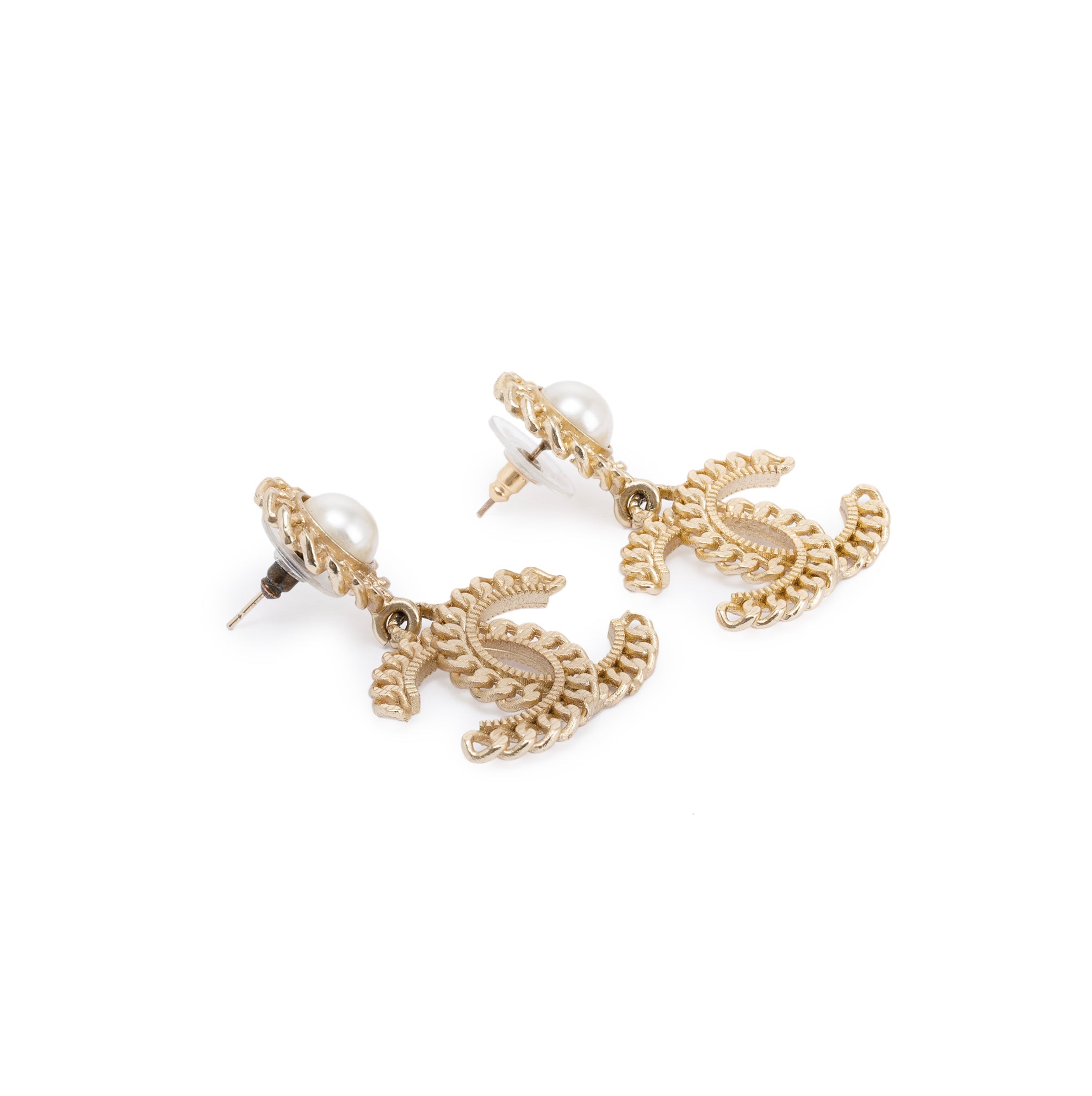 Chanel 2020 Faux Pearl CC Drop Earrings