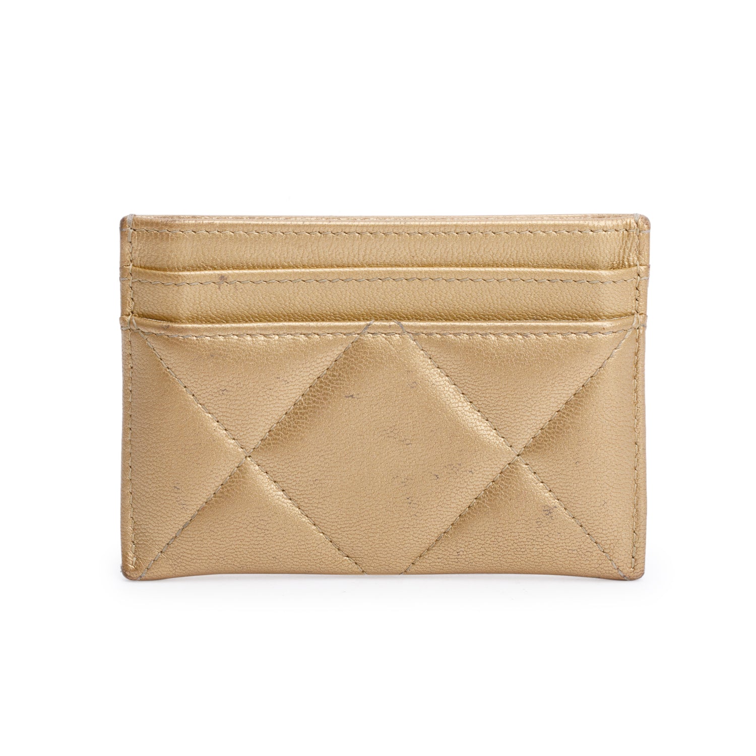 Chanel 2020 Gold Iridescent Lambskin Leather 19 Card Holder