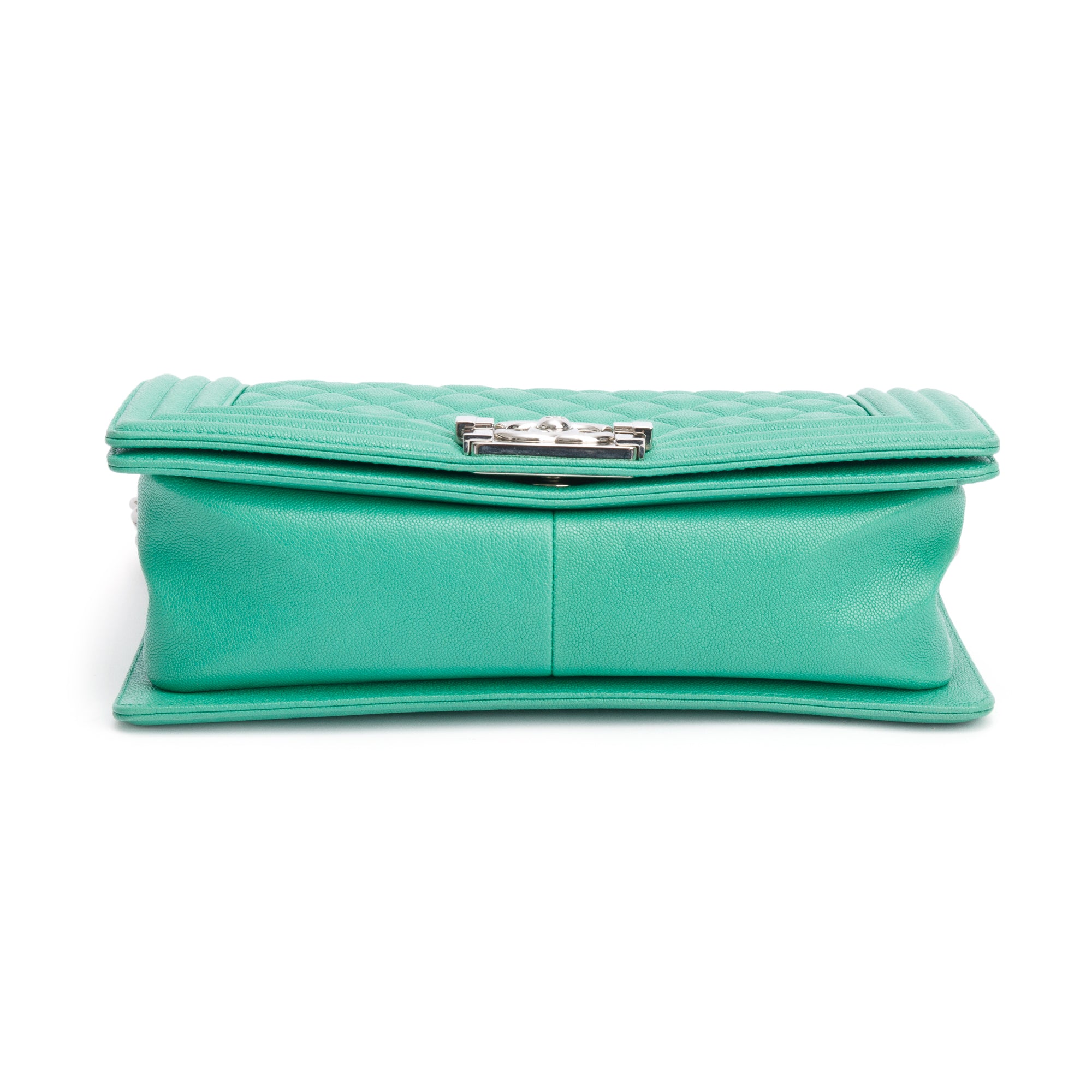 Chanel 2020 Green Quilted Caviar Leather Medium Boy Bag w/ Box, Receipt & Authenticity Card