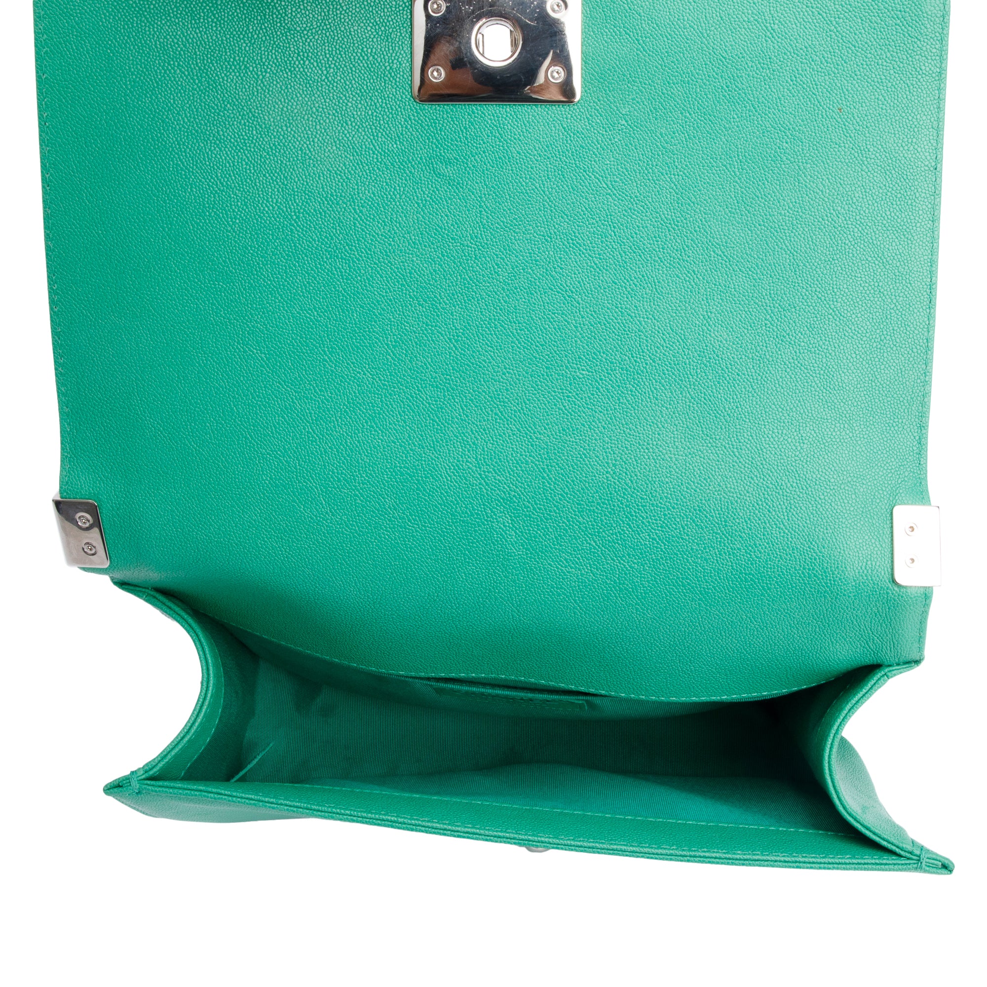 Chanel 2020 Green Quilted Caviar Leather Medium Boy Bag w/ Box, Receipt & Authenticity Card