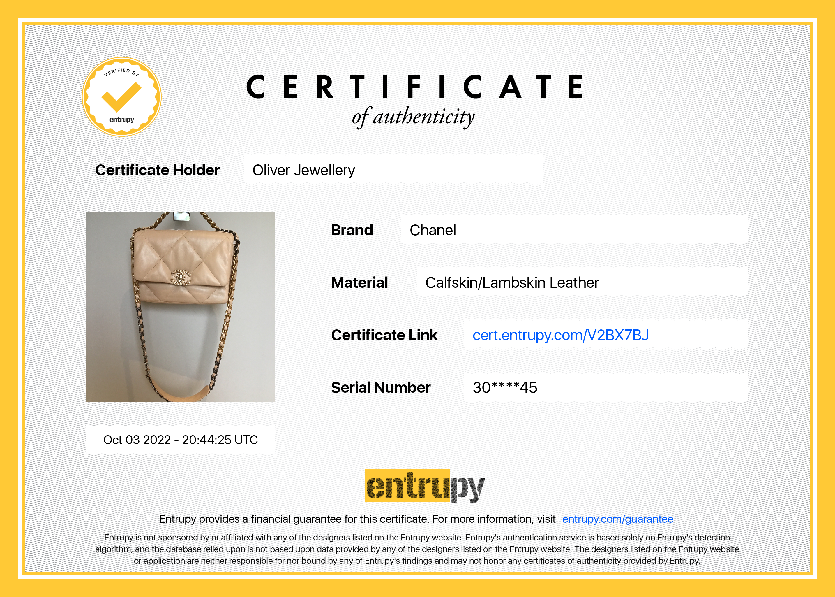 Chanel 2020 Medium 19 Flap Bag w/ Box & Authenticity Card