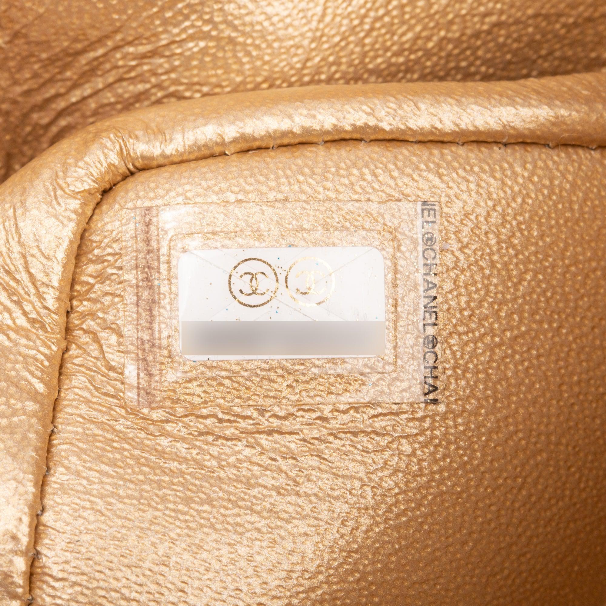 Chanel 2020 Metallic Gold Quilted CalfskinLeather Classic Mini Rectangular Flap Bag w/ Box & Authenticity Card