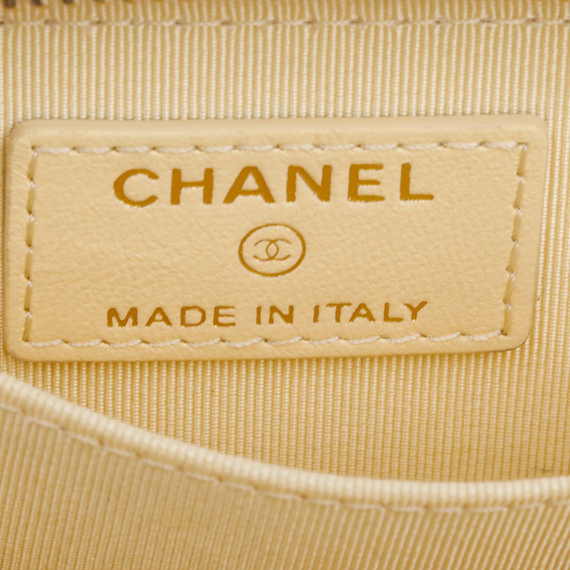 Chanel 2020 Neutral Calfskin Leather Classic Zipped Coin Purse w/ Box, Authenticity Card & Receipt