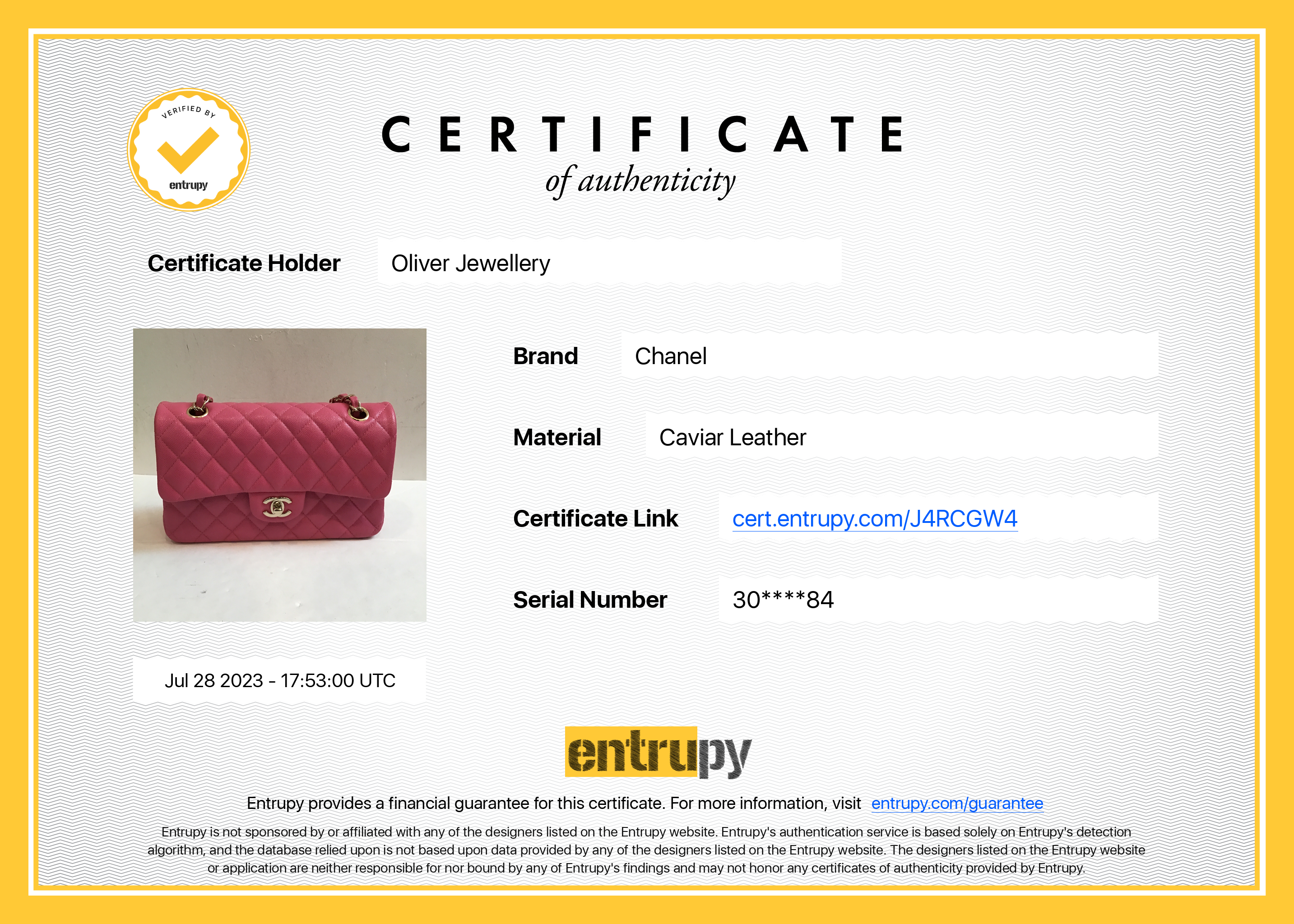 Chanel 2020 Pink Caviar Small Classic Double Flap Bag w/ Box & Authenticity Card