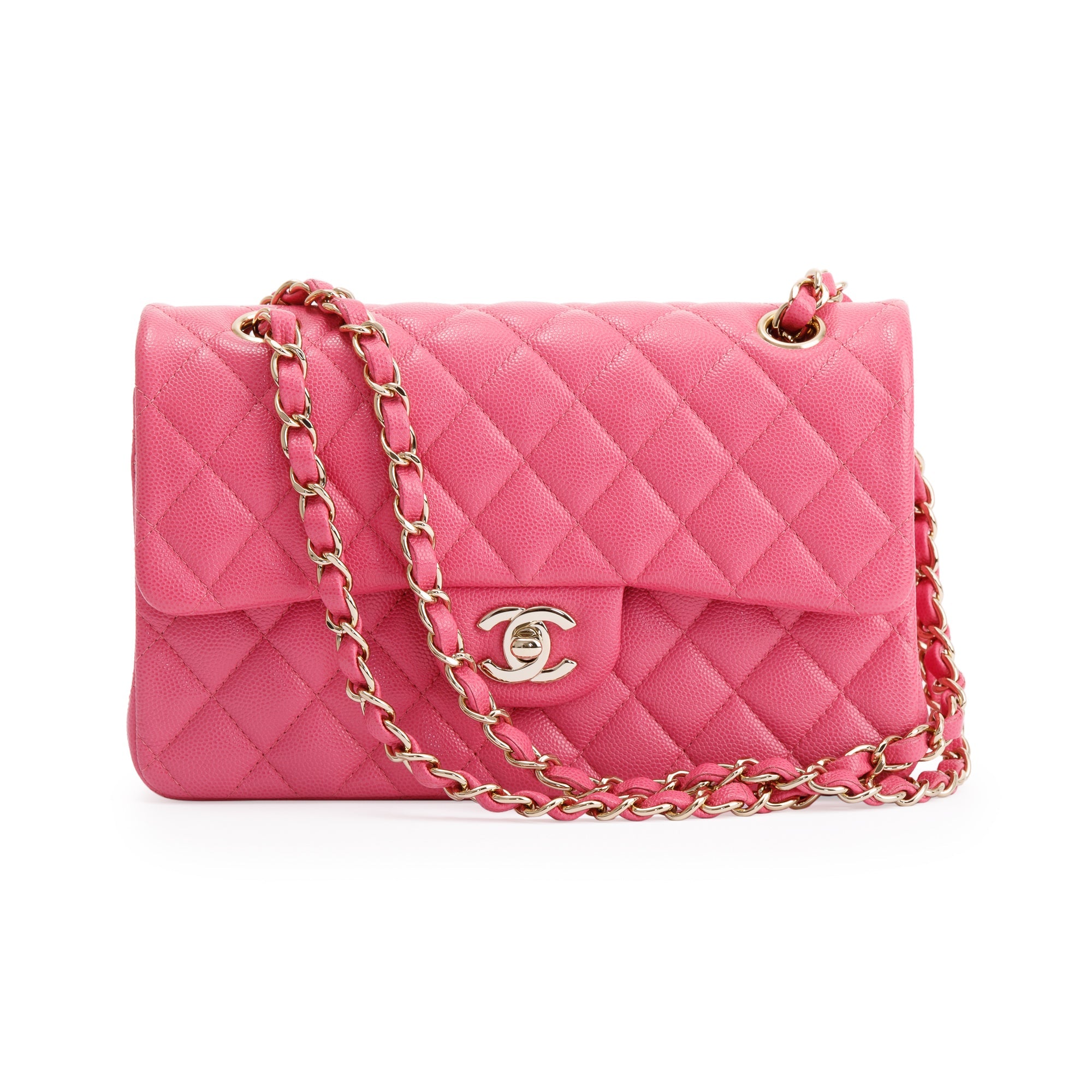 Chanel 2020 Pink Caviar Small Classic Double Flap Bag w/ Box & Authenticity Card