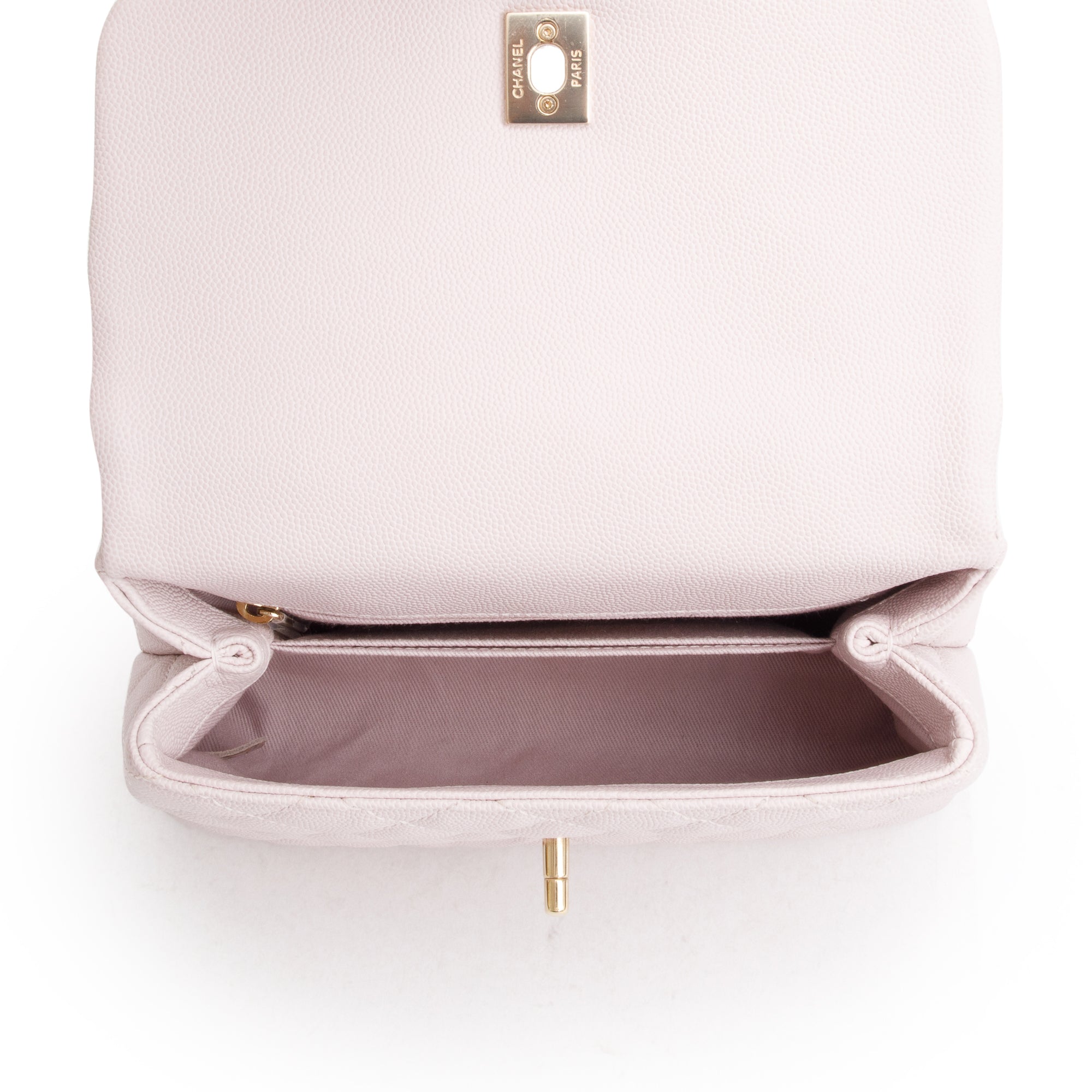 Chanel 2020 Pink Quilted Caviar Leather Small Coco Handle Bag w/ Strap & Authenticity Card