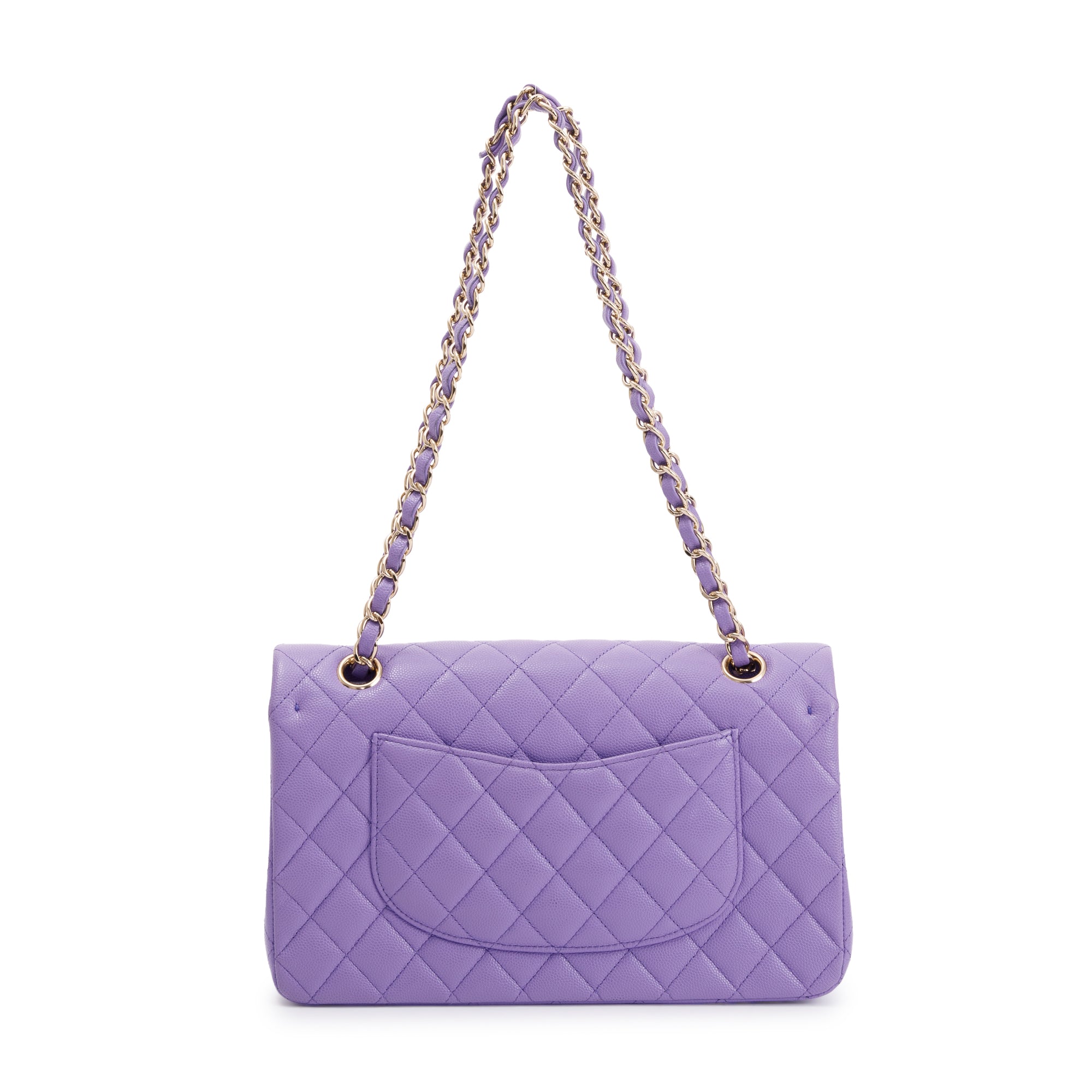 Chanel 2020 Purple Caviar Classic Medium Double Flap Bag w/ Authenticity Card