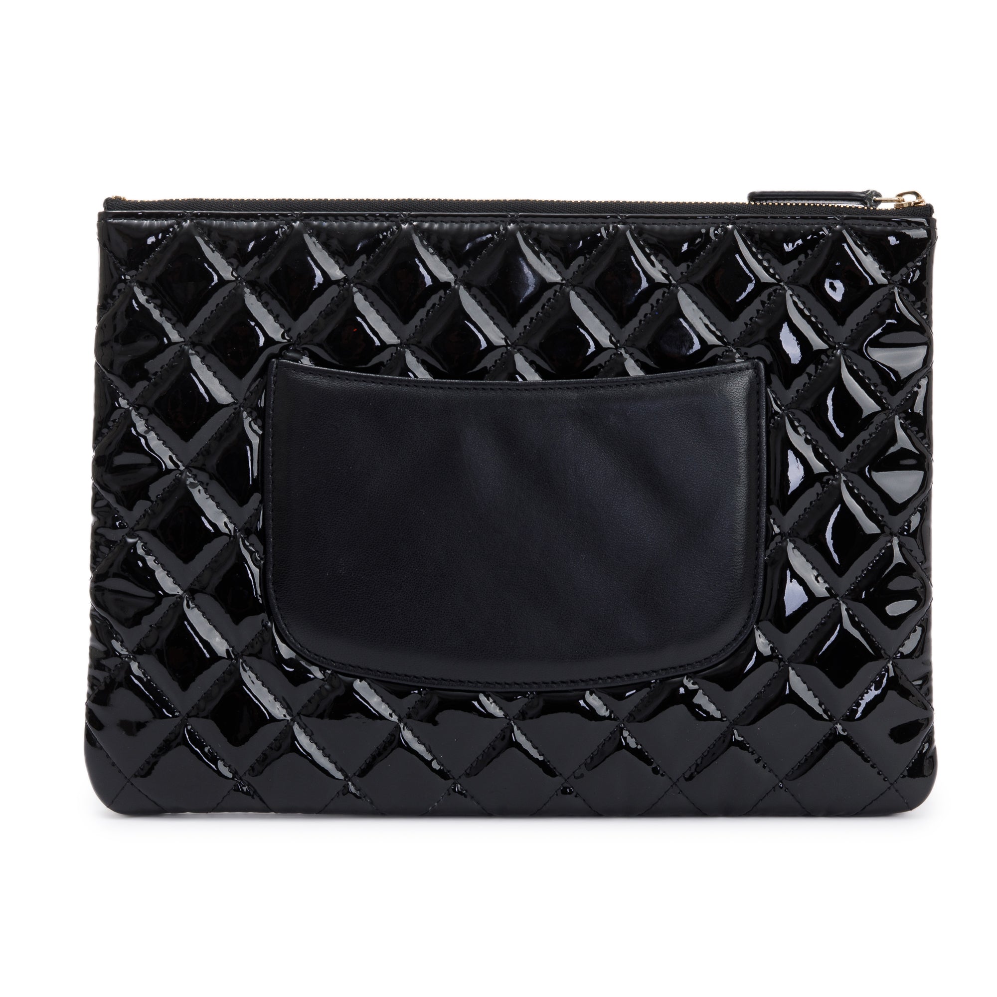 Chanel 2020 Quilted Patent Leather O-Case Clutch w/ Box & Authenticity Card