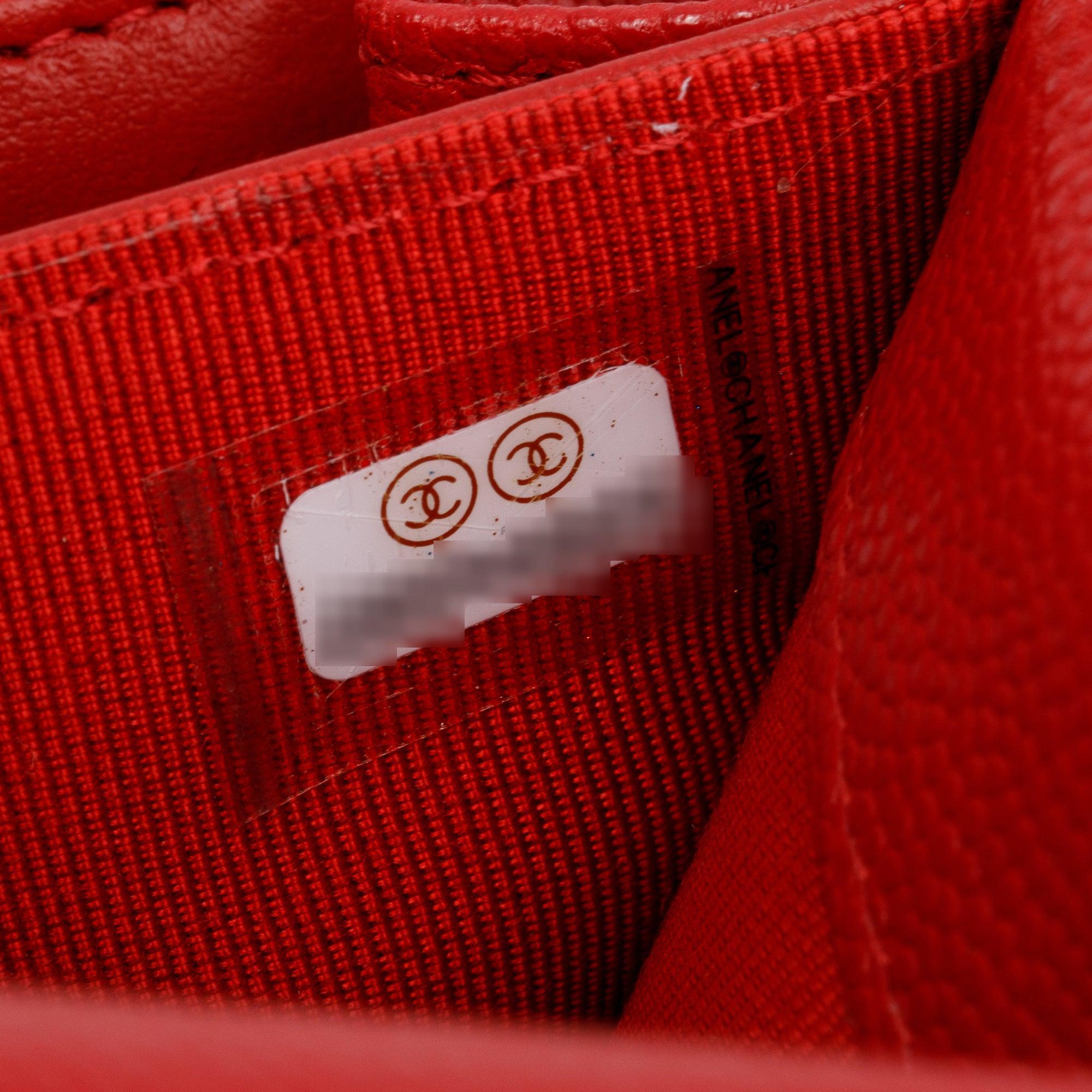 Chanel 2020 Red Caviar Leather Medium Classic Flap Wallet w/ Box & Authenticity Card