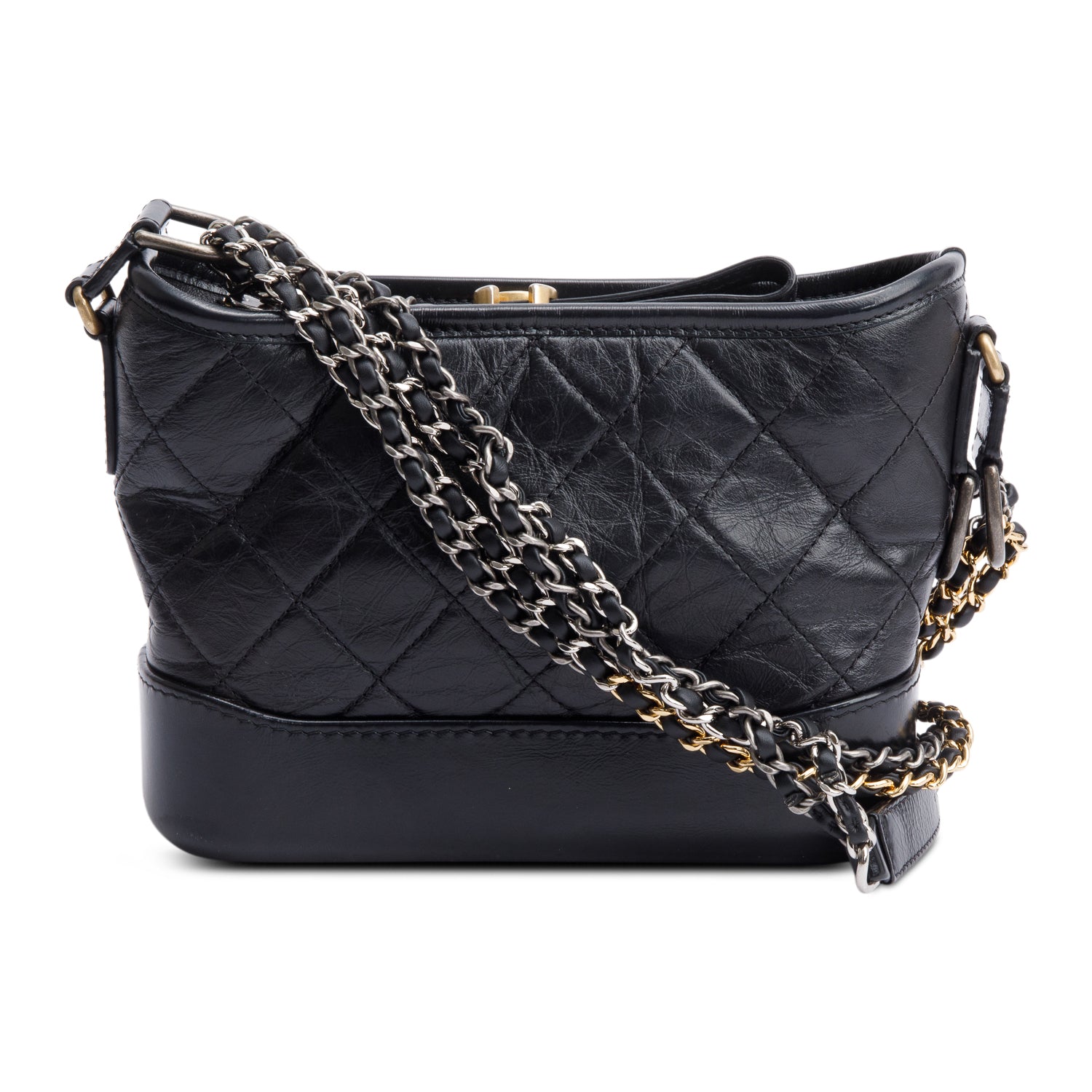 Chanel 2021 Black Aged Calfskin Leather Small Gabrielle Hobo w/ Box, Receipt & Authenticity Card