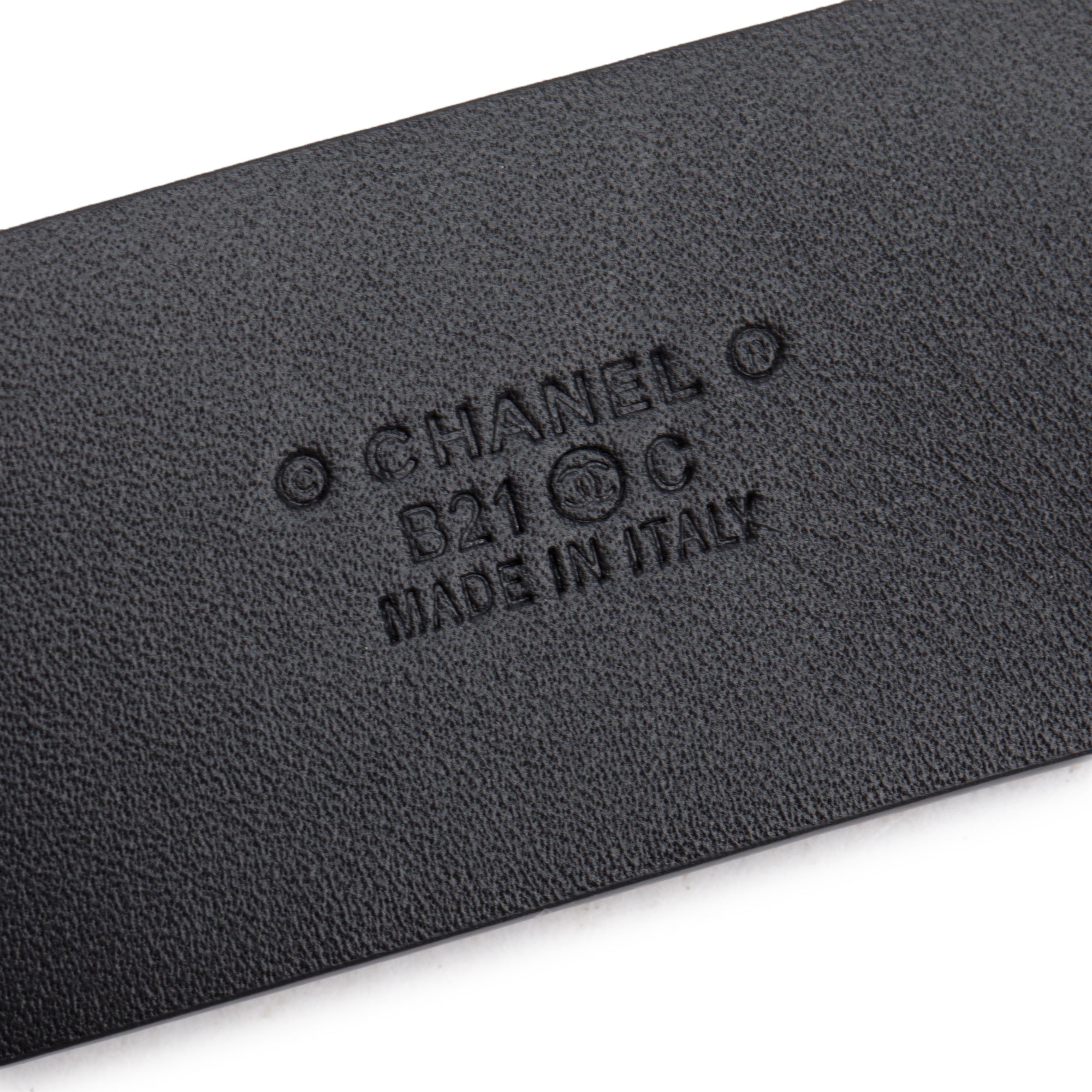 Chanel 2021 Black Calfskin Leather Strass CC Buckle Belt 70 28