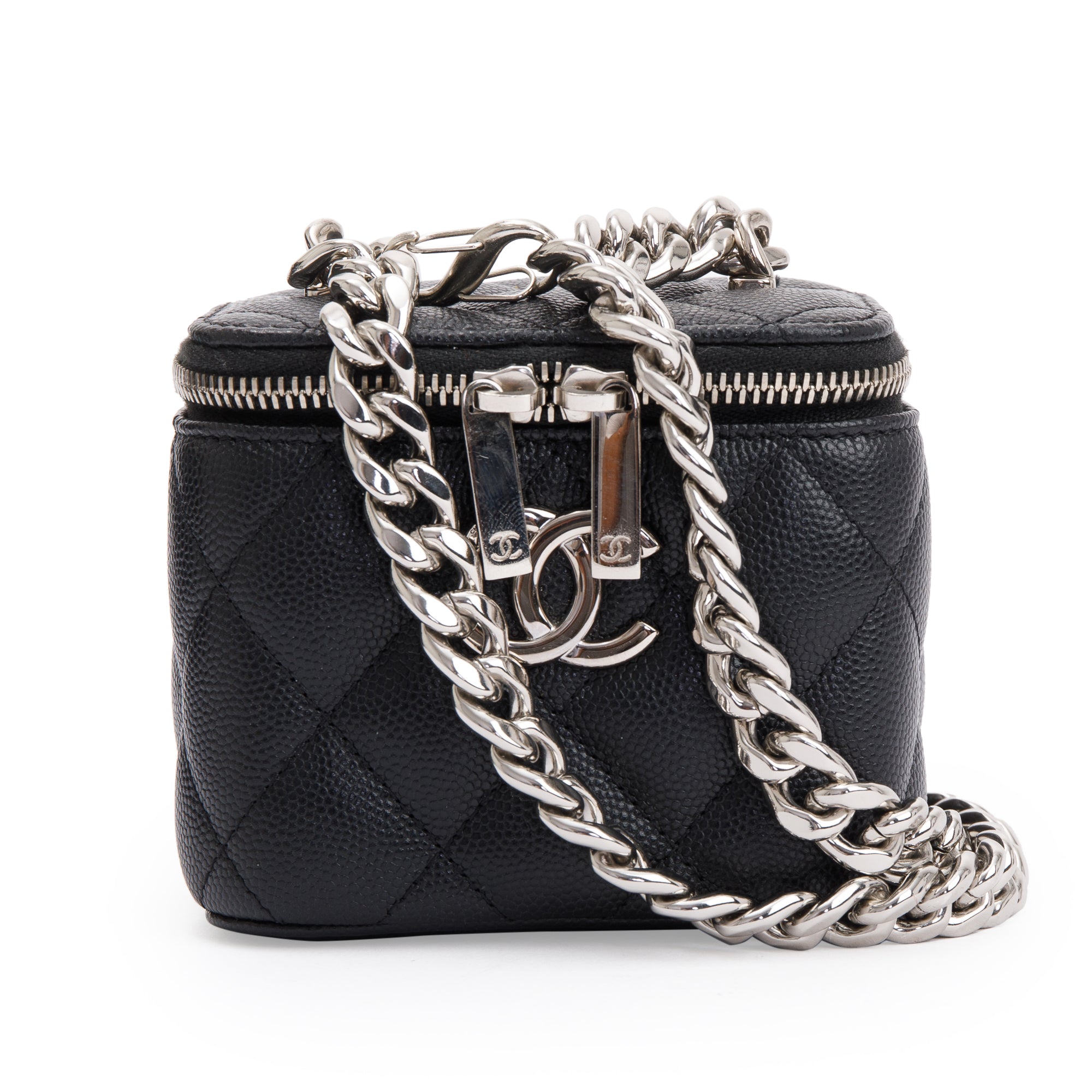 Chanel 2021 Black Caviar Leather Mini Coco Vanity Case w/ Box & Authenticity Card