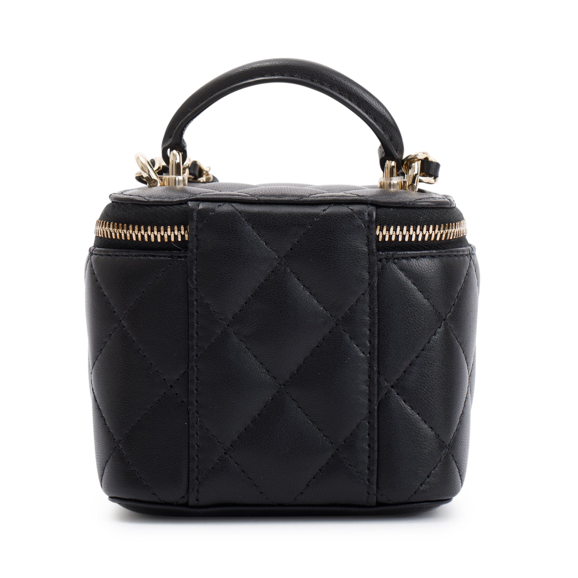 Chanel 2021 Black Lambskin Leather Mini Vanity Case w/ Box & Authenticity Card
