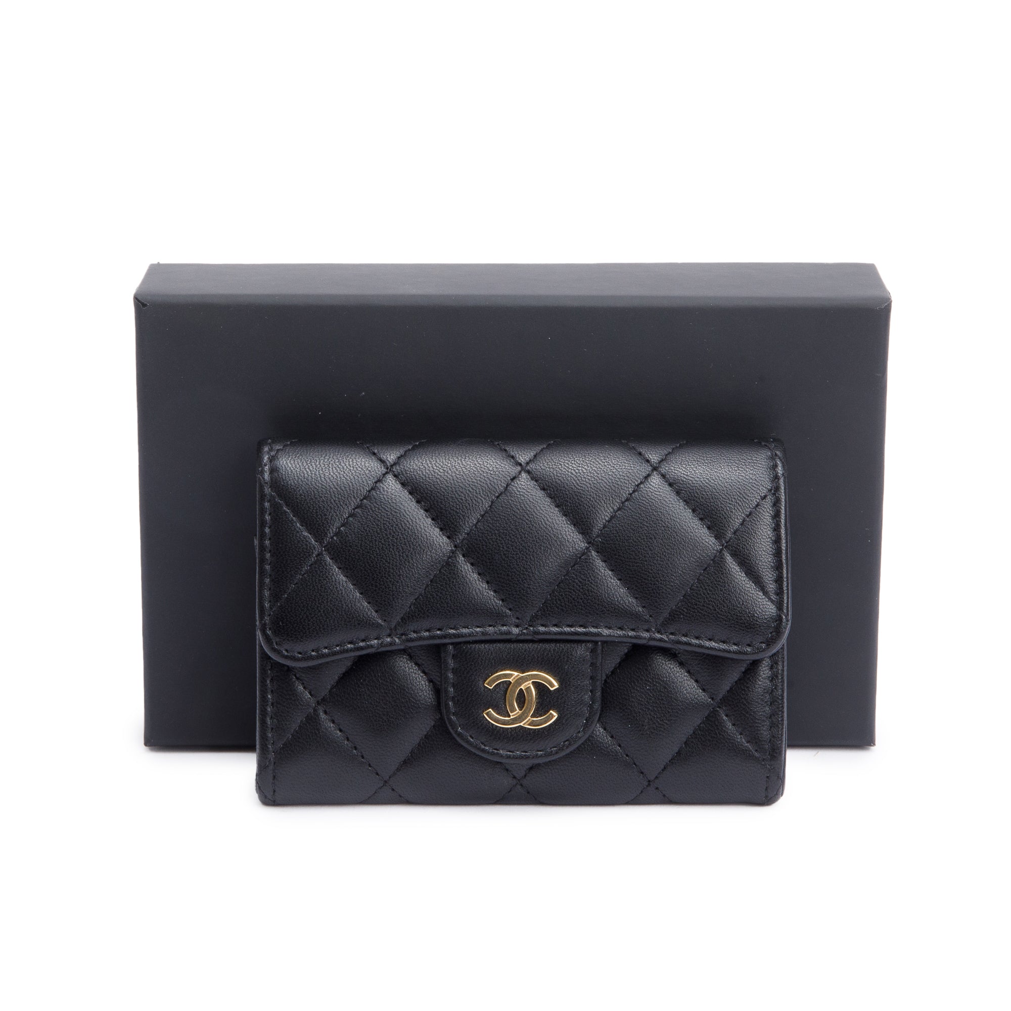 Chanel 2021 Black Quilted Lambskin Leather Classic Flap Card Holder w/ Box, Receipt & Authenticity Card