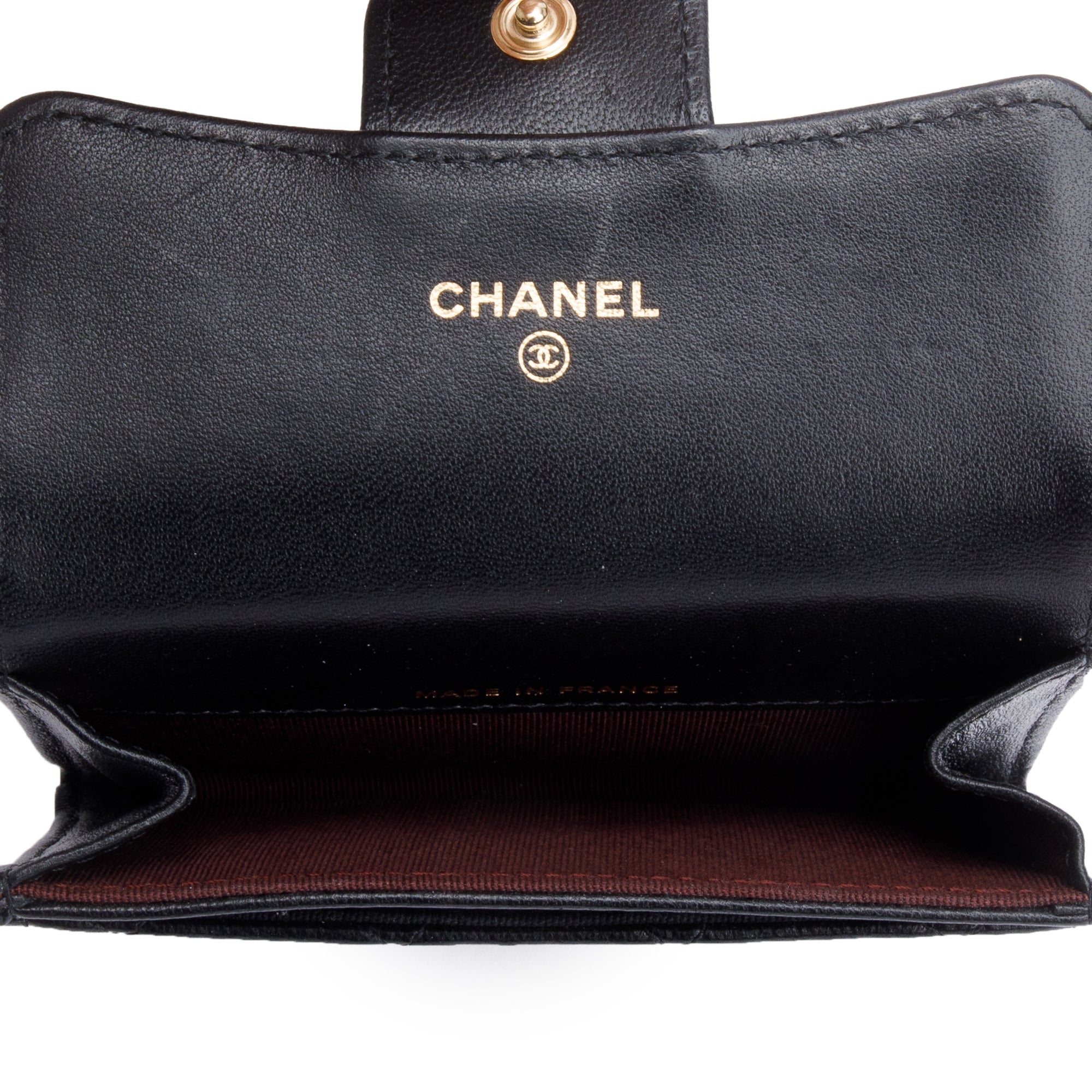 Chanel 2021 Black Quilted Lambskin Leather Classic Flap Card Holder w/ Box, Receipt & Authenticity Card