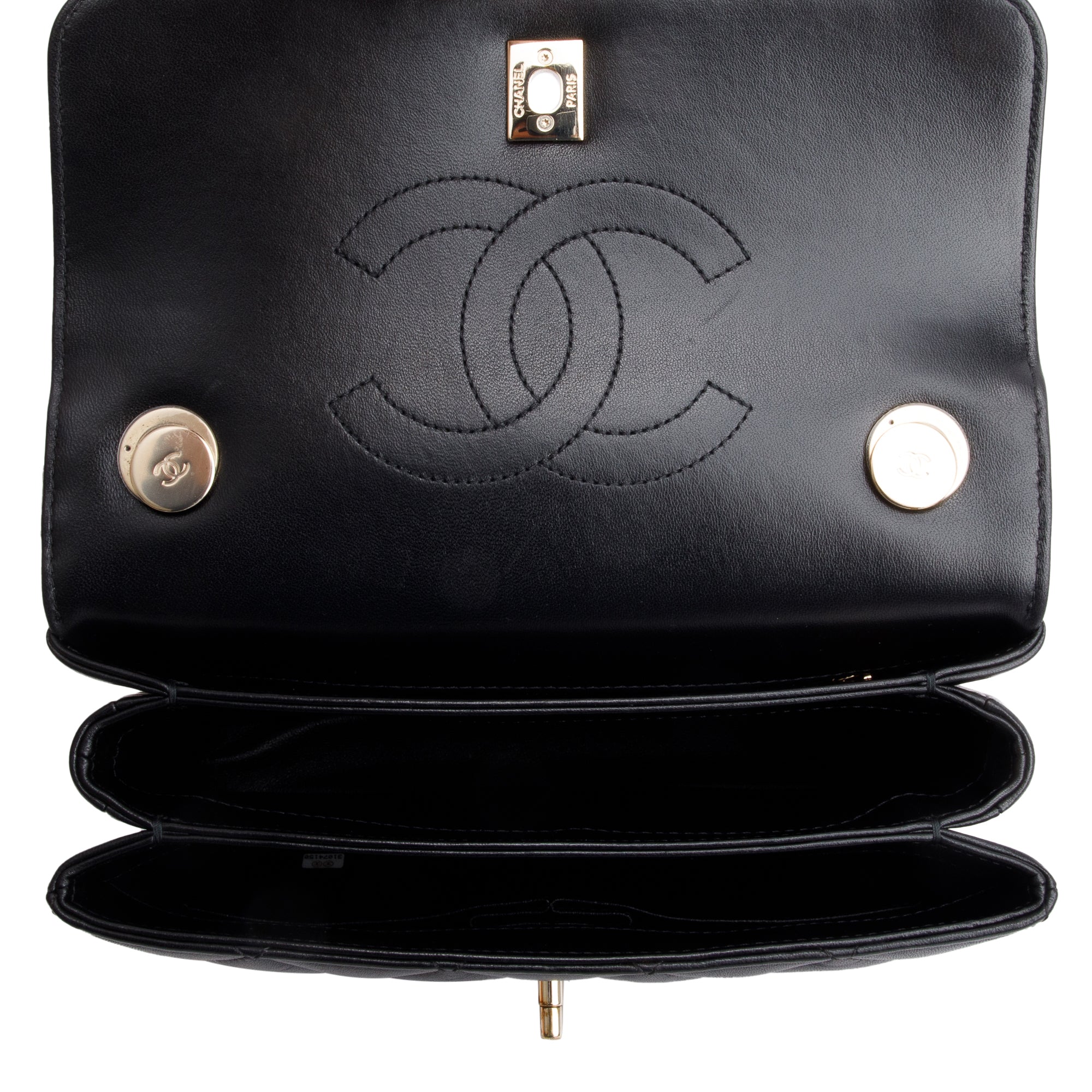 Chanel 2021 Black Quilted Lambskin Trendy CC Small Top Handle Flap Bag w/ Box