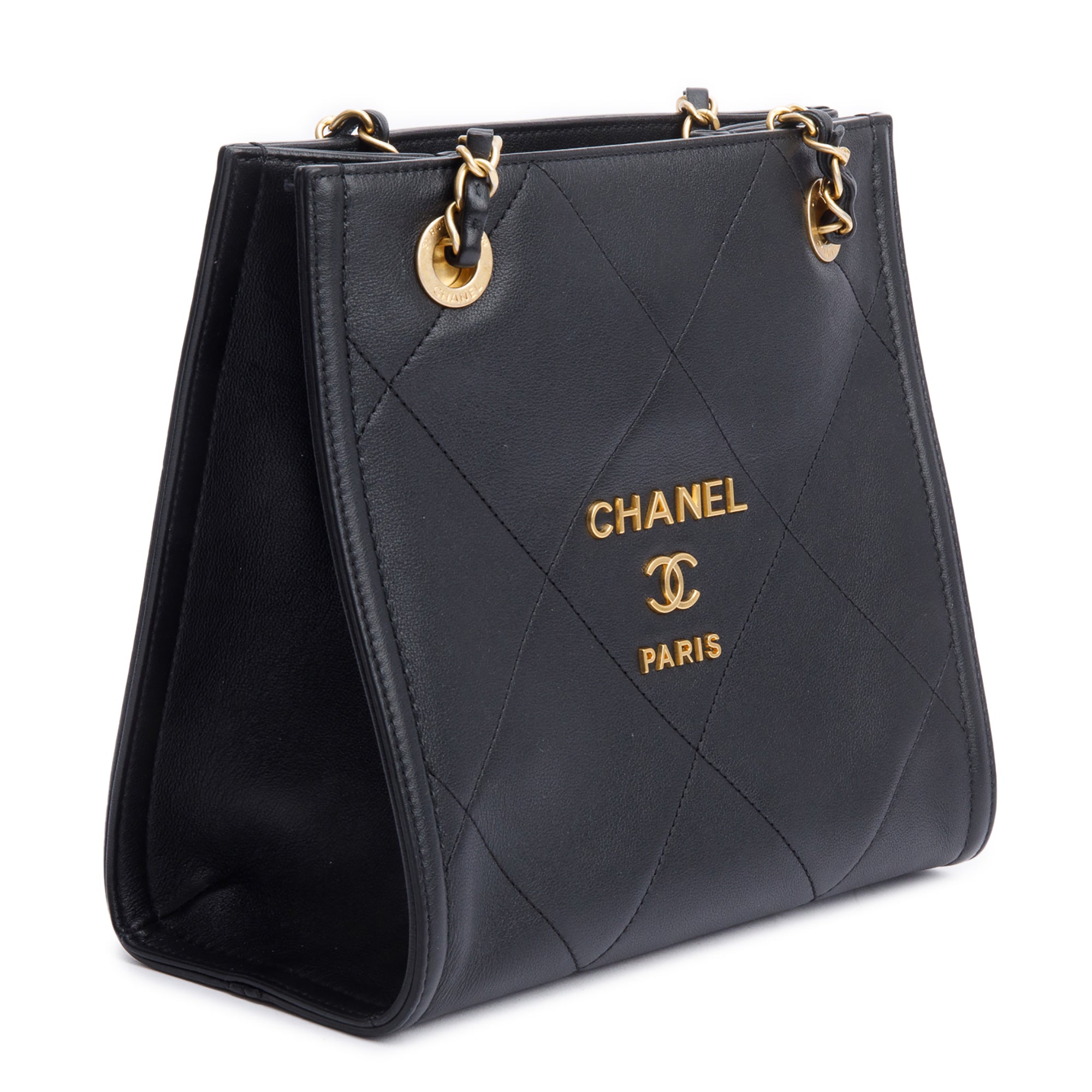 Chanel 2021 Black Quilted Matelasse Mini Shopper Tote w/ Box