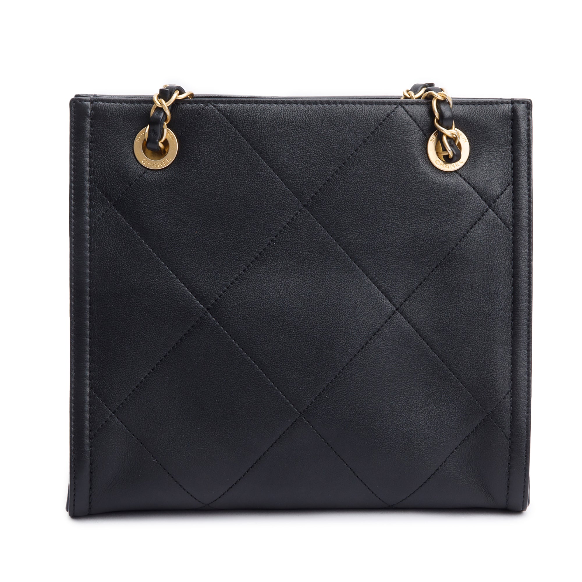 Chanel 2021 Black Quilted Matelasse Mini Shopper Tote w/ Box