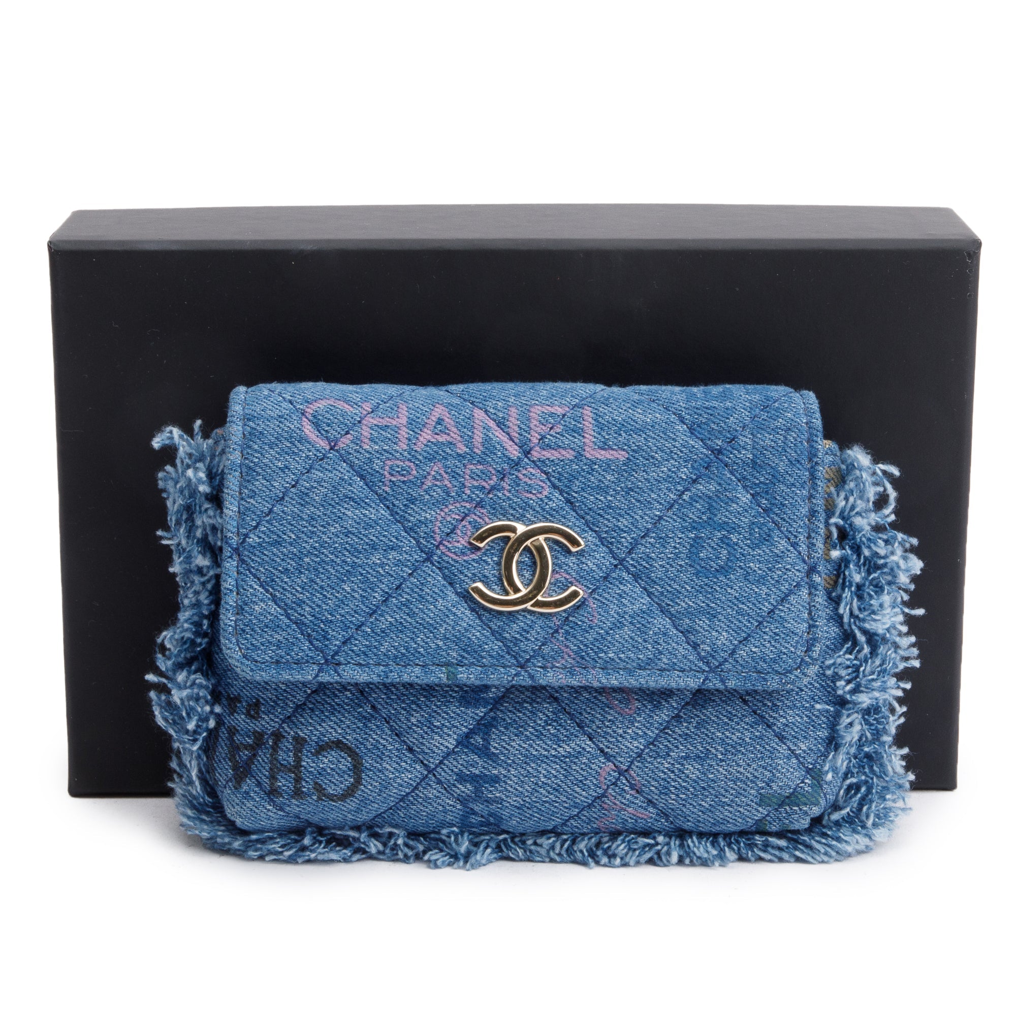Chanel 2021 Denim Mood Clutch with Chain w/ Box & Authenticity Card