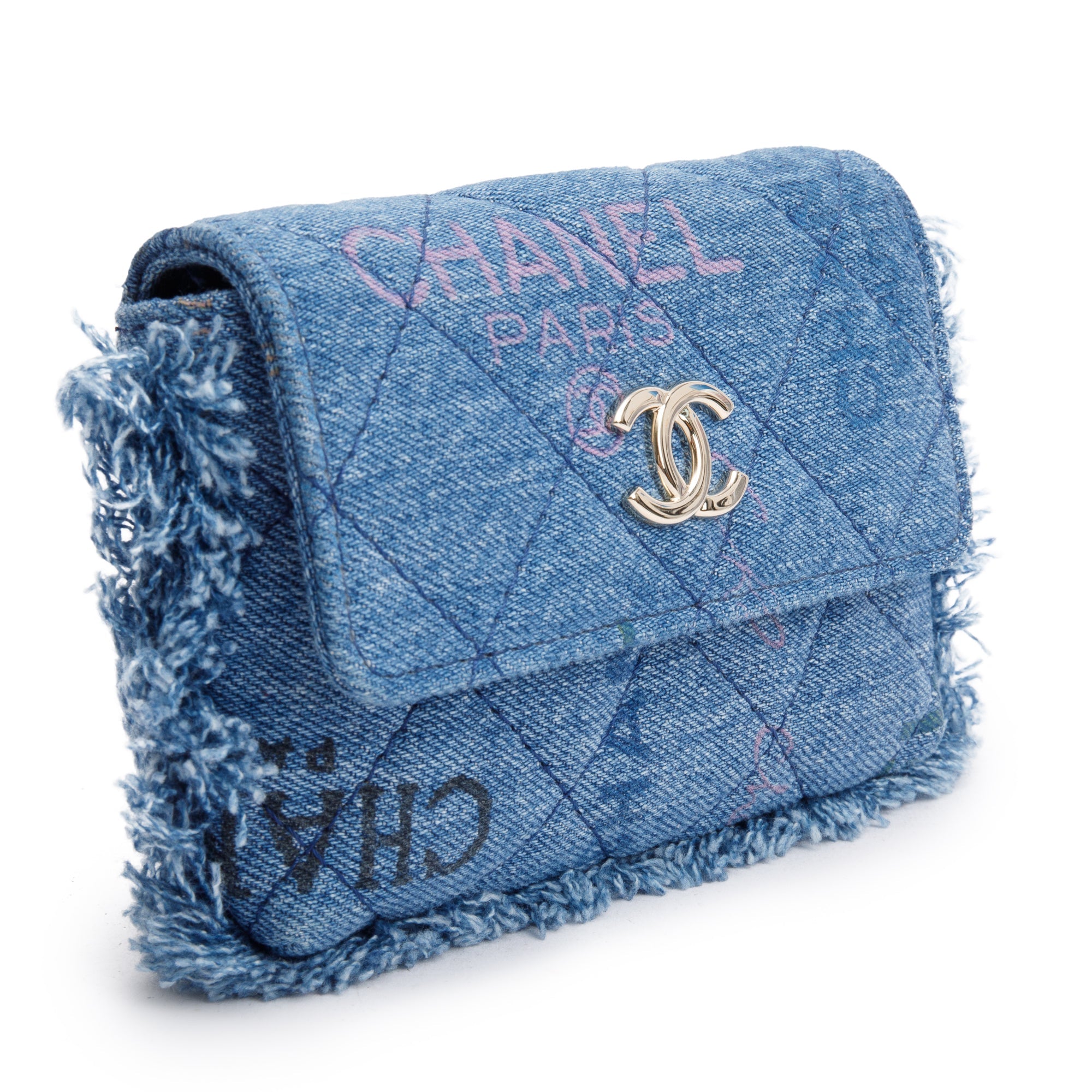 Chanel 2021 Denim Mood Clutch with Chain w/ Box & Authenticity Card