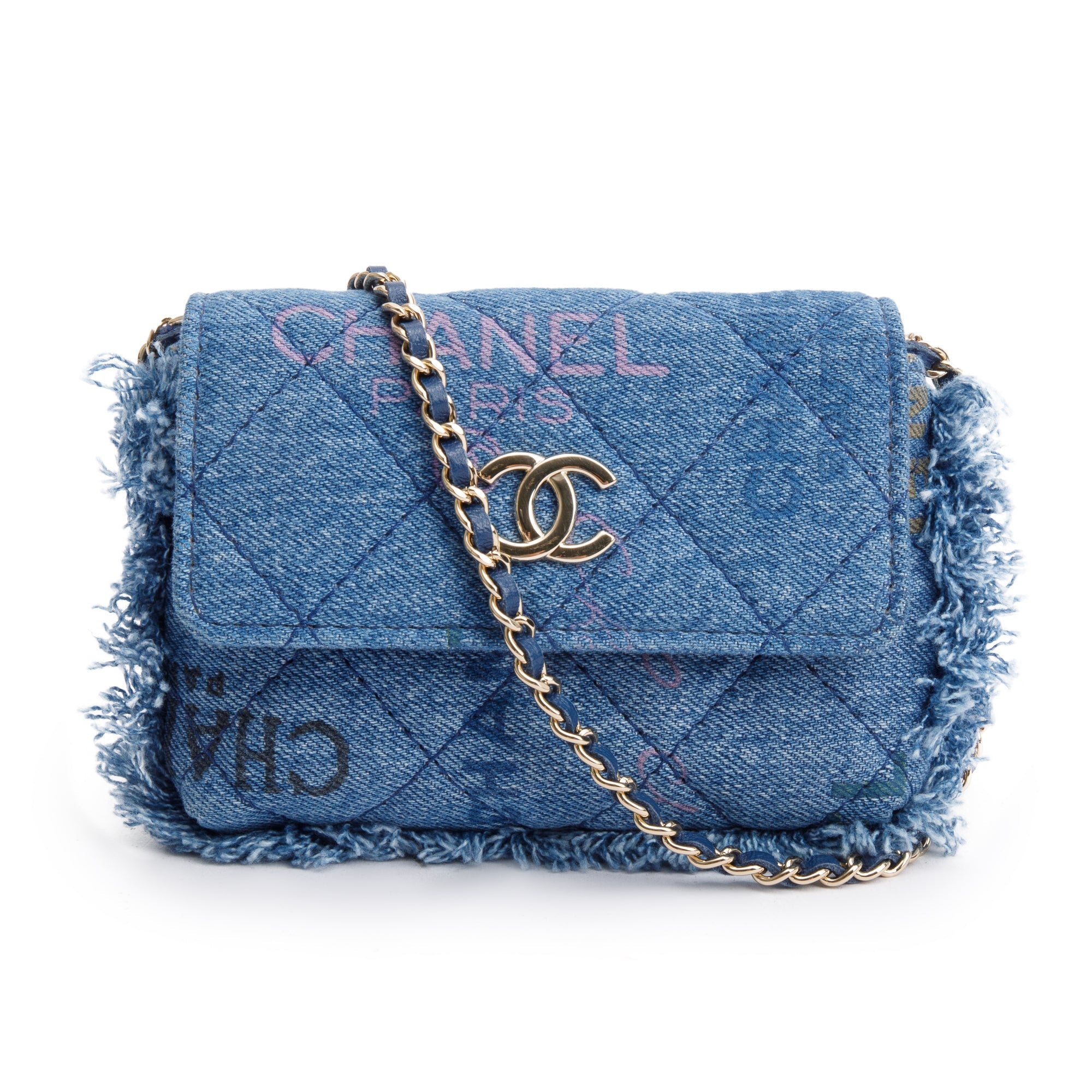 Chanel 2021 Denim Mood Clutch with Chain w/ Box & Authenticity Card
