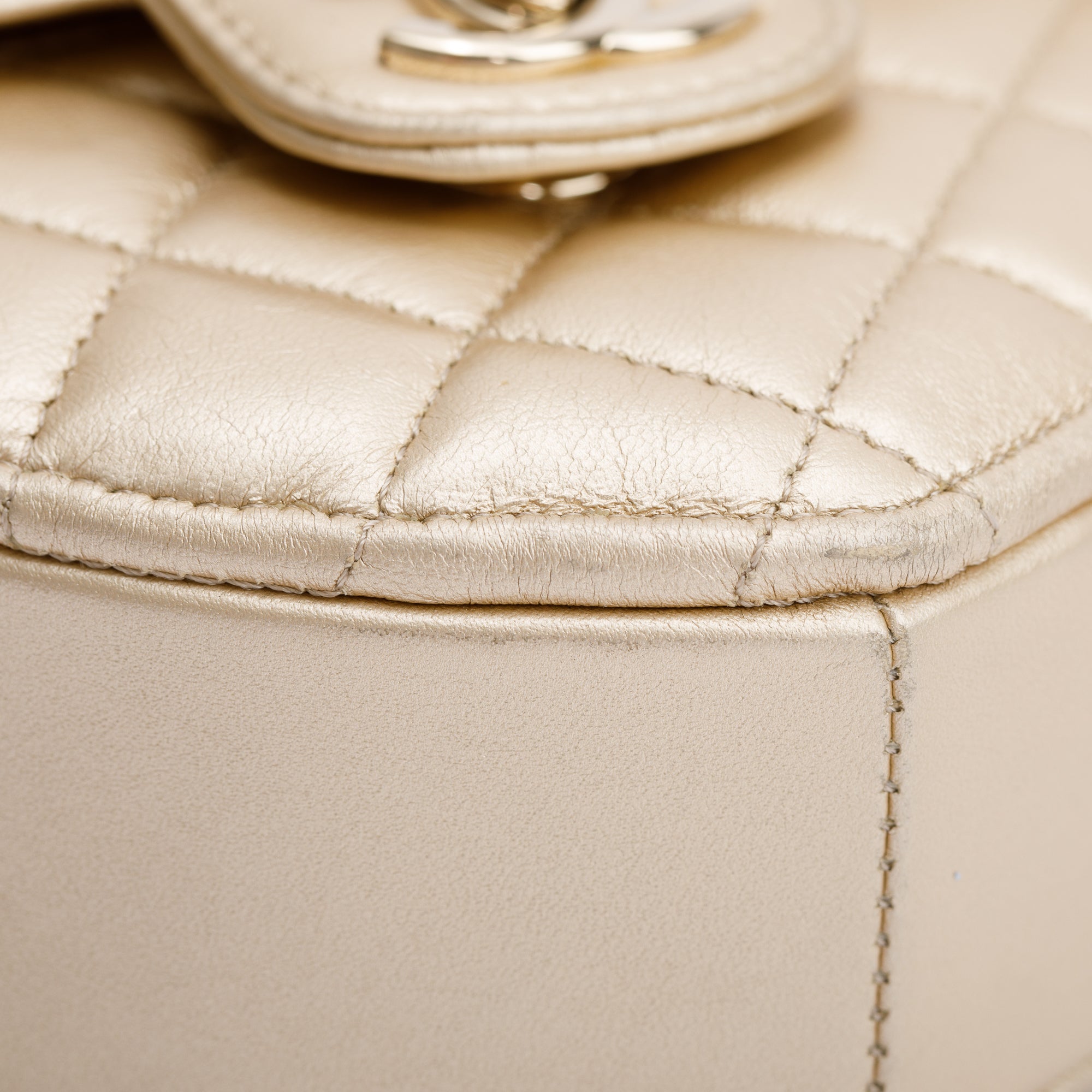 Chanel 2021 Gold Lambskin Leather Mini CC In Love Heart Bag w/ Box & Authenticity Card