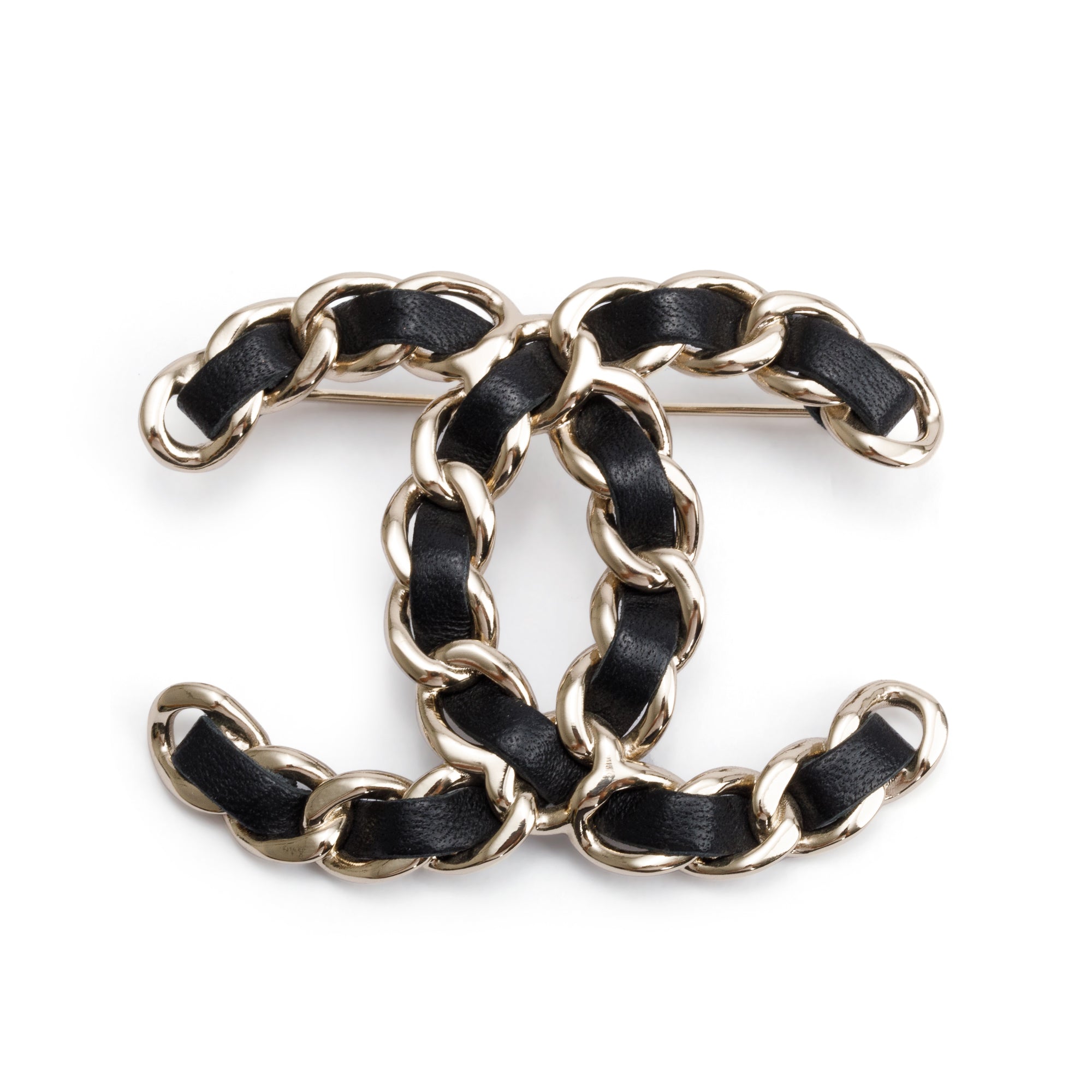 Chanel 2021 Gold Plated Leather CC Brooch w/ Box