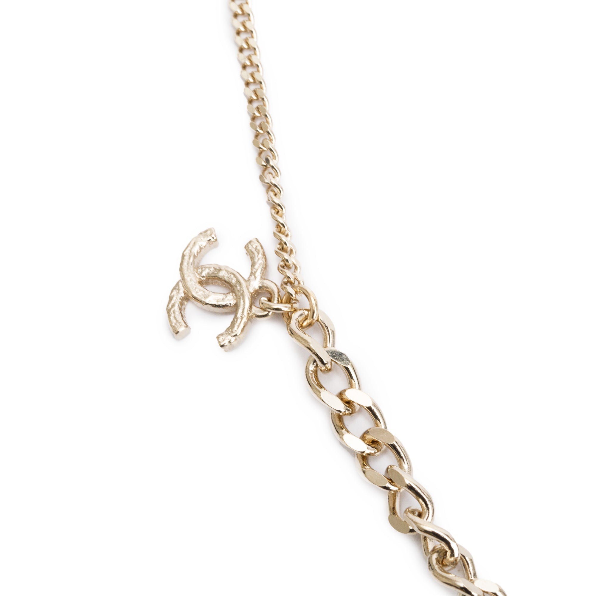 Chanel 2021 Gold-Plated Metal & Resin CC Dog Tag Pendant Necklace w/ Box