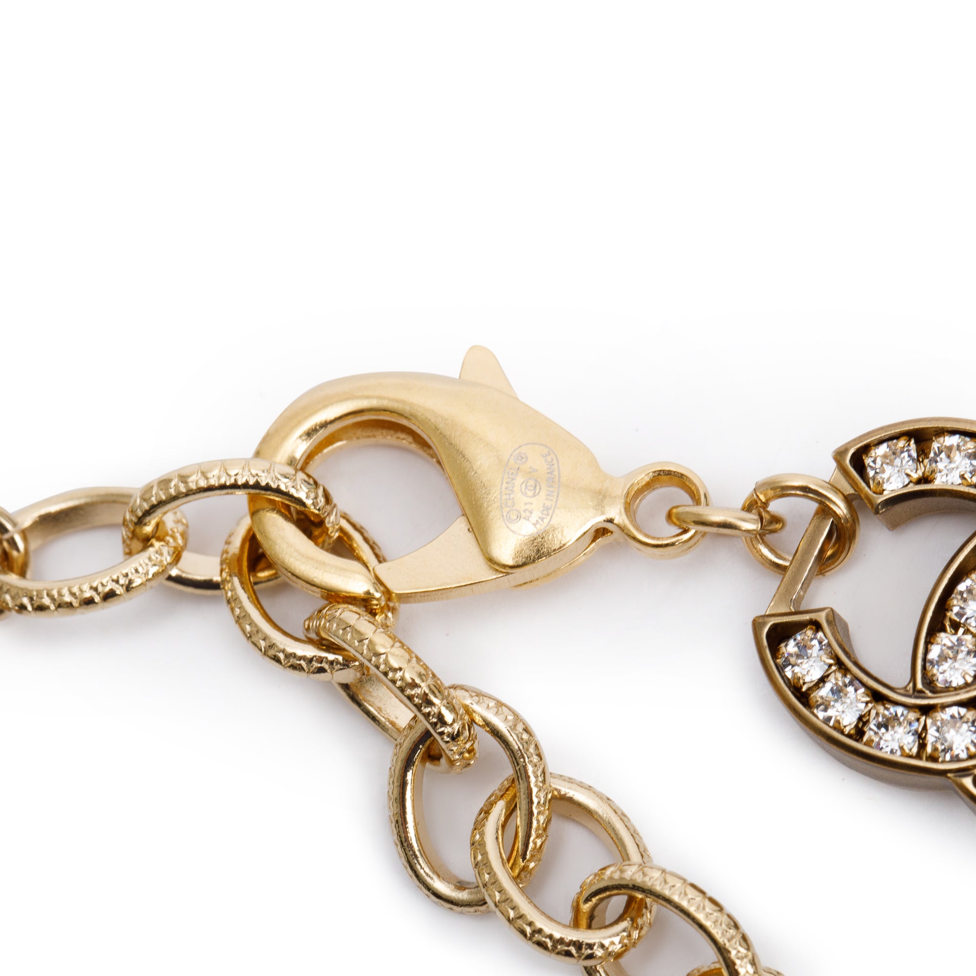 Chanel 2021 Gold Plated Strass CC Choker Necklace w/ Box