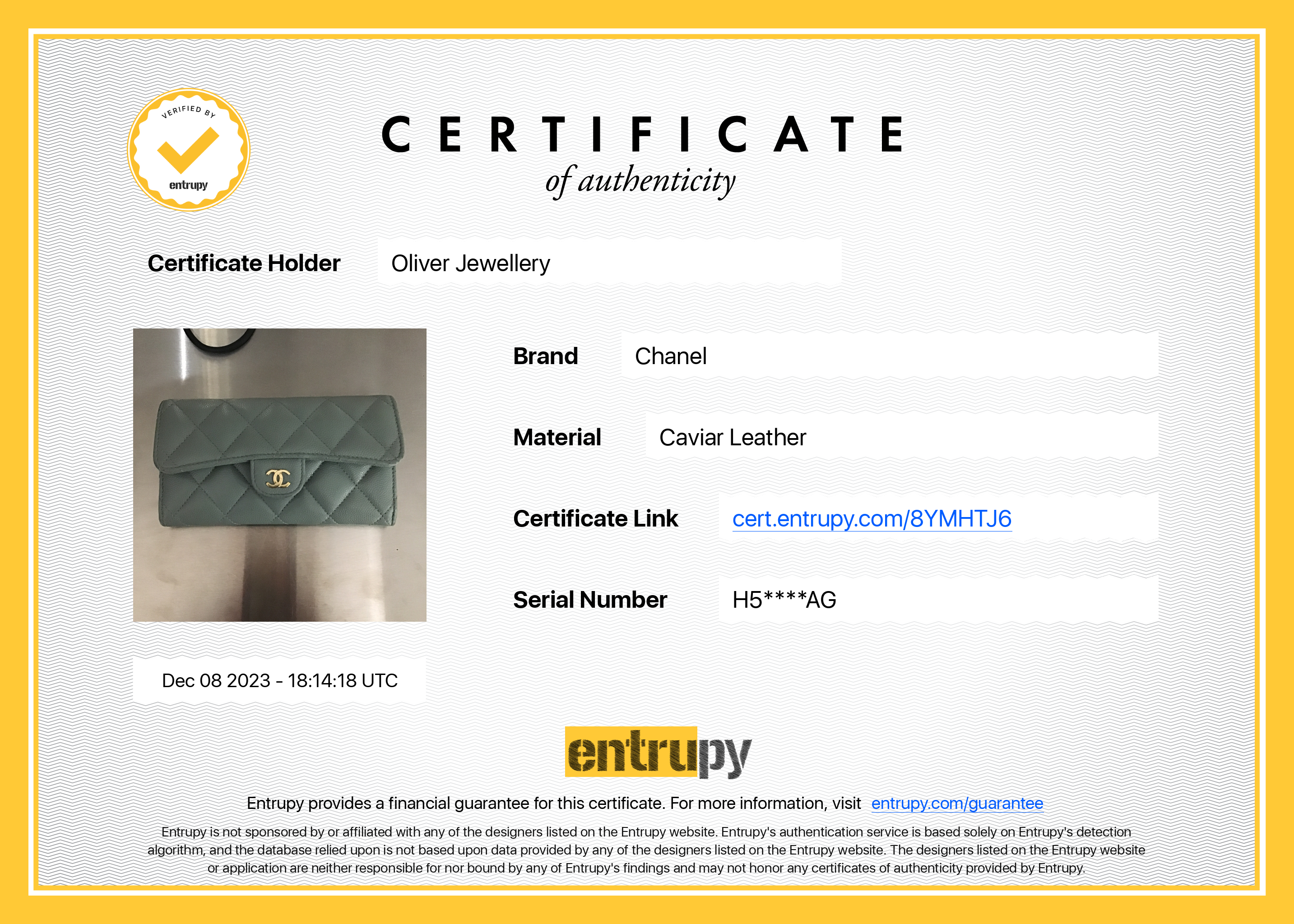 Chanel 2021 Grey Caviar Leather Medium Flap Wallet