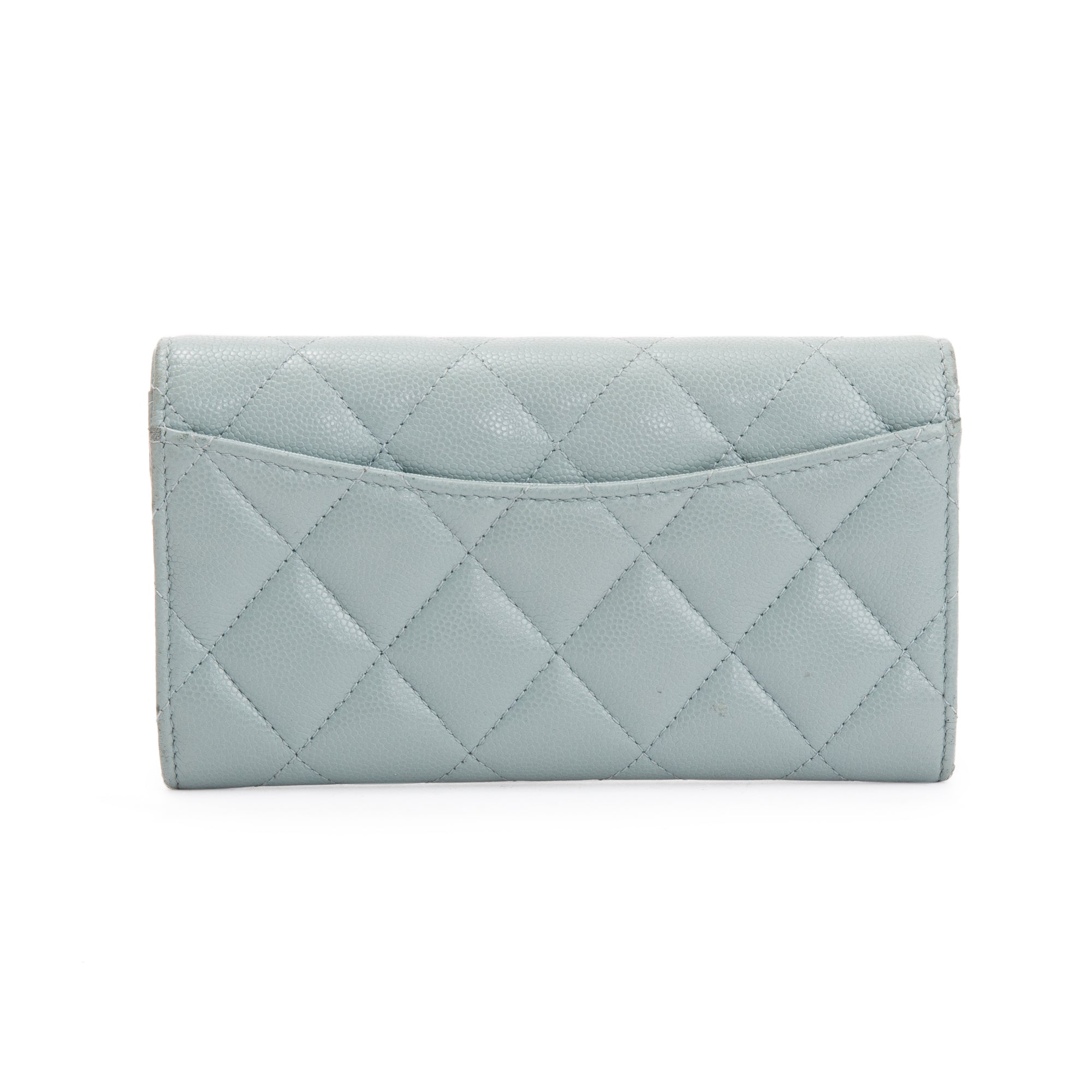 Chanel 2021 Grey Caviar Leather Medium Flap Wallet