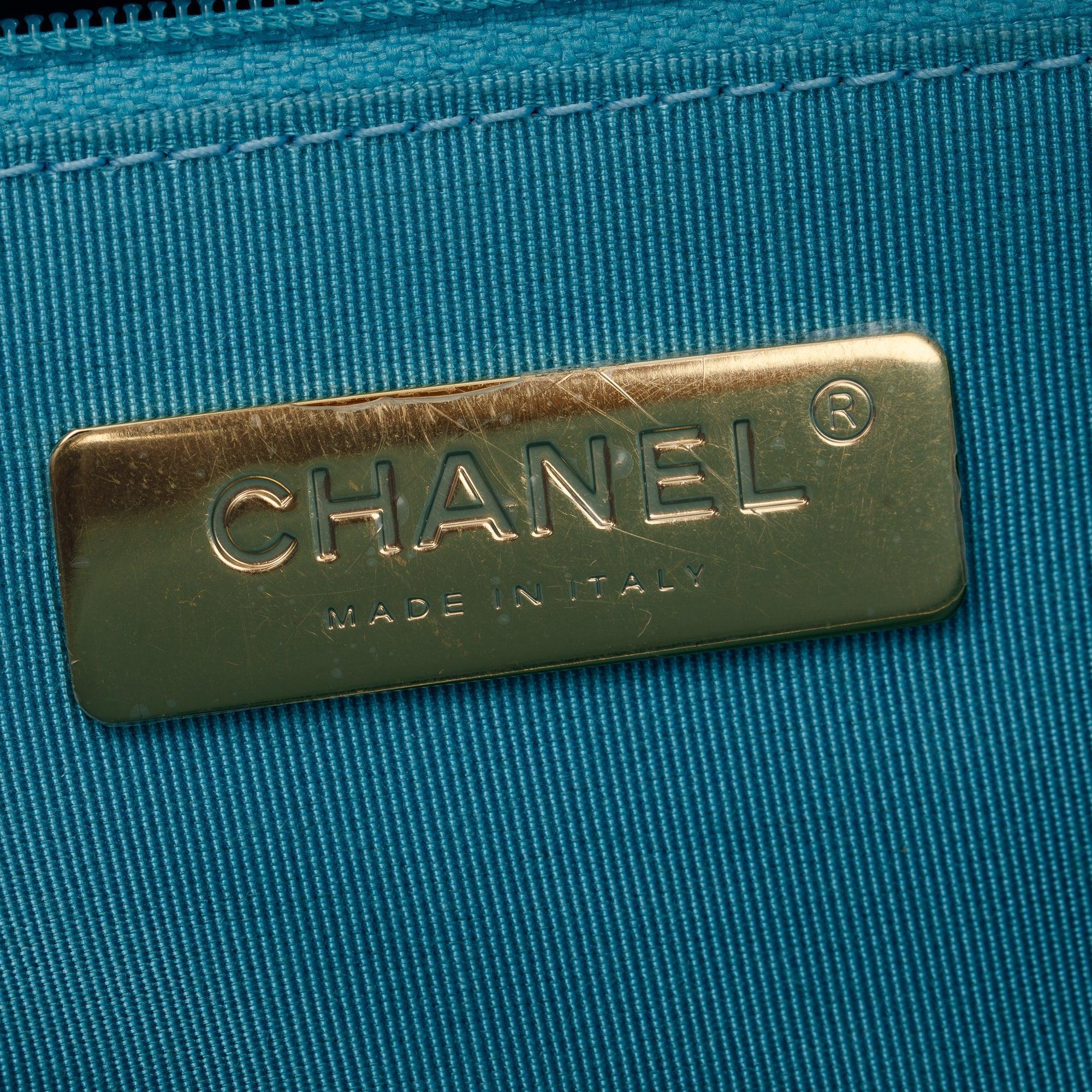 Chanel 2021 Light Blue Lambskin Leather Large 19 Flap Bag w/ Box, Receipt & Authenticity Card
