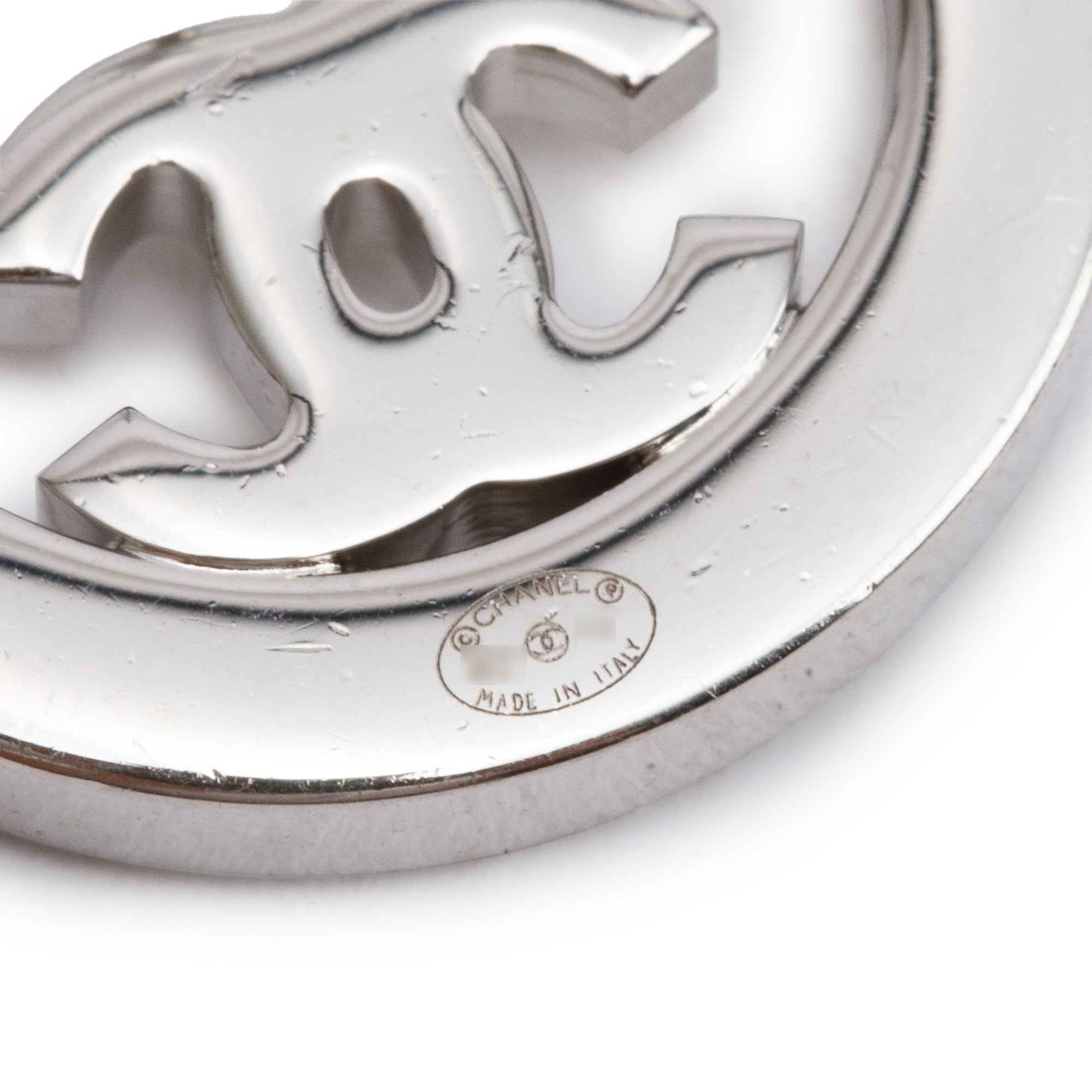 Chanel 2021 Palladium Plated Strass CC Round Earrings w/ Box