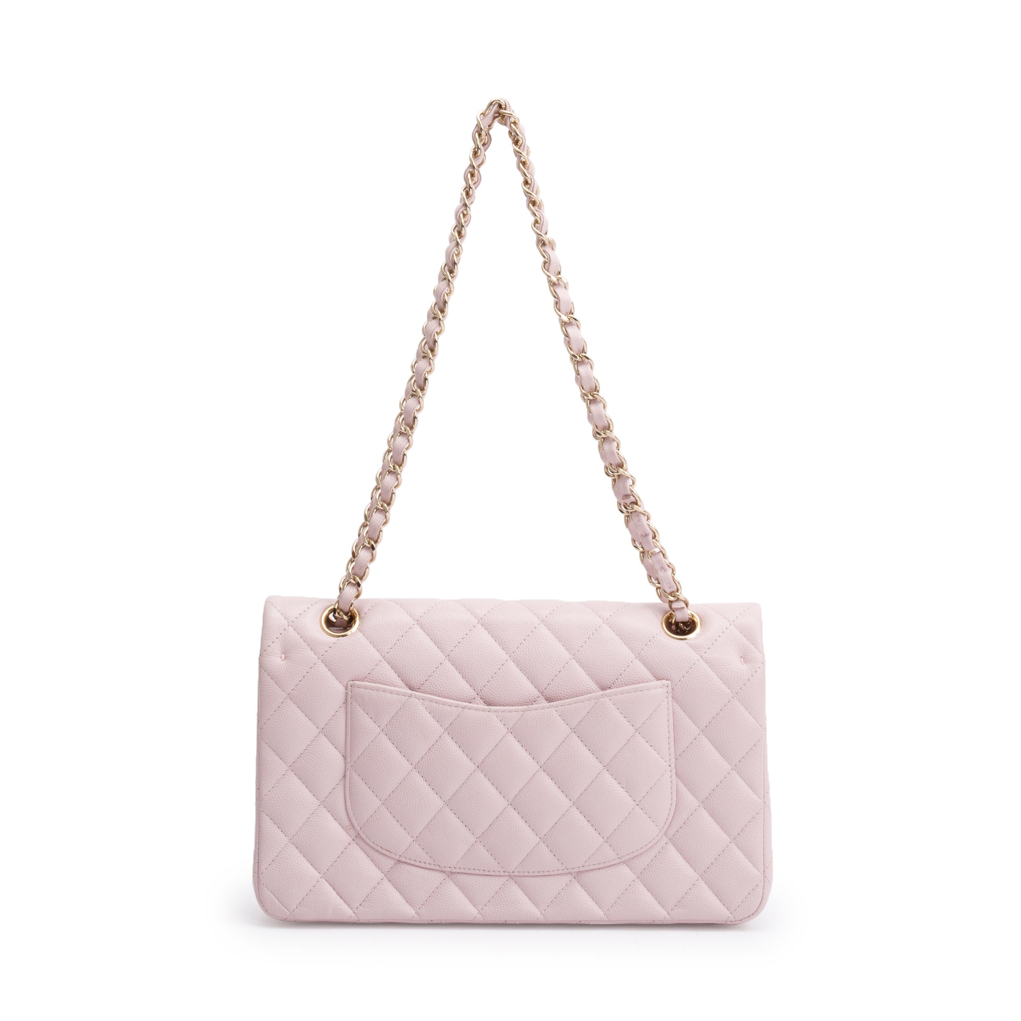 Chanel 2021 Pink Caviar Leather Medium Classic Double Classic Flap Bag