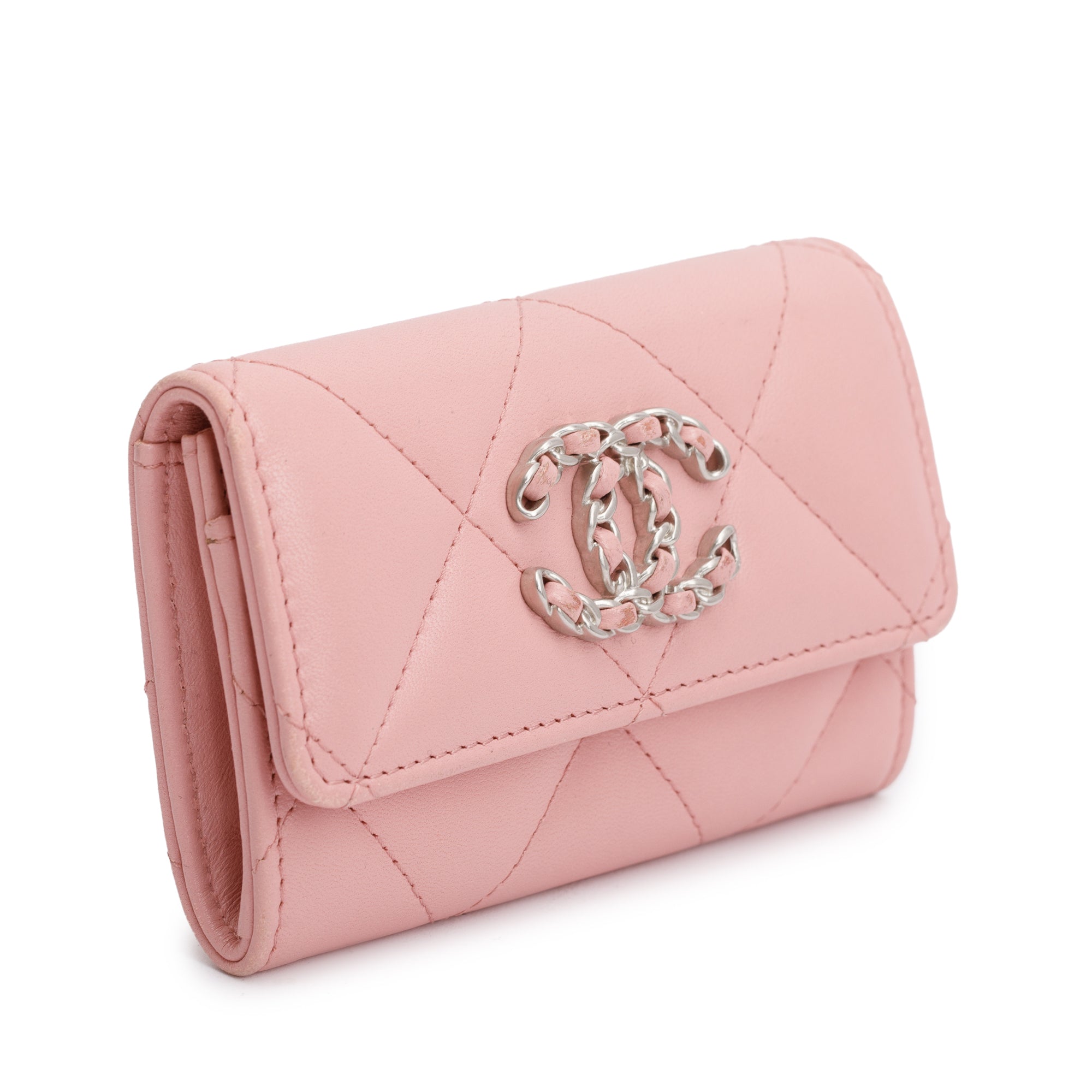 Chanel 2021 Pink Quilted Leather 19 Flap Wallet w/ Authenticity Card