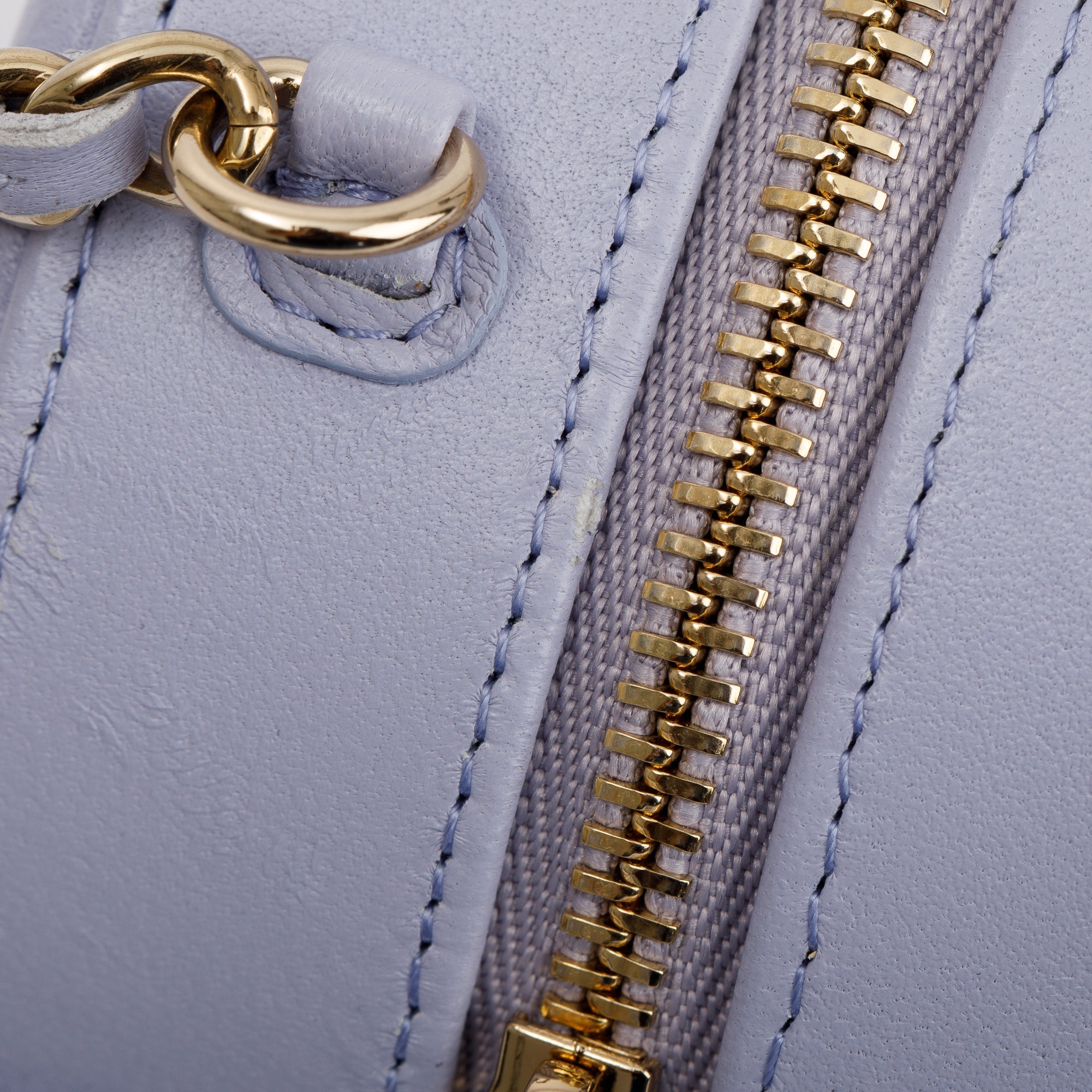 Chanel 2021 Purple Lambskin Bow Strap Round Chain Clutch w/ Box & Authenticity Card