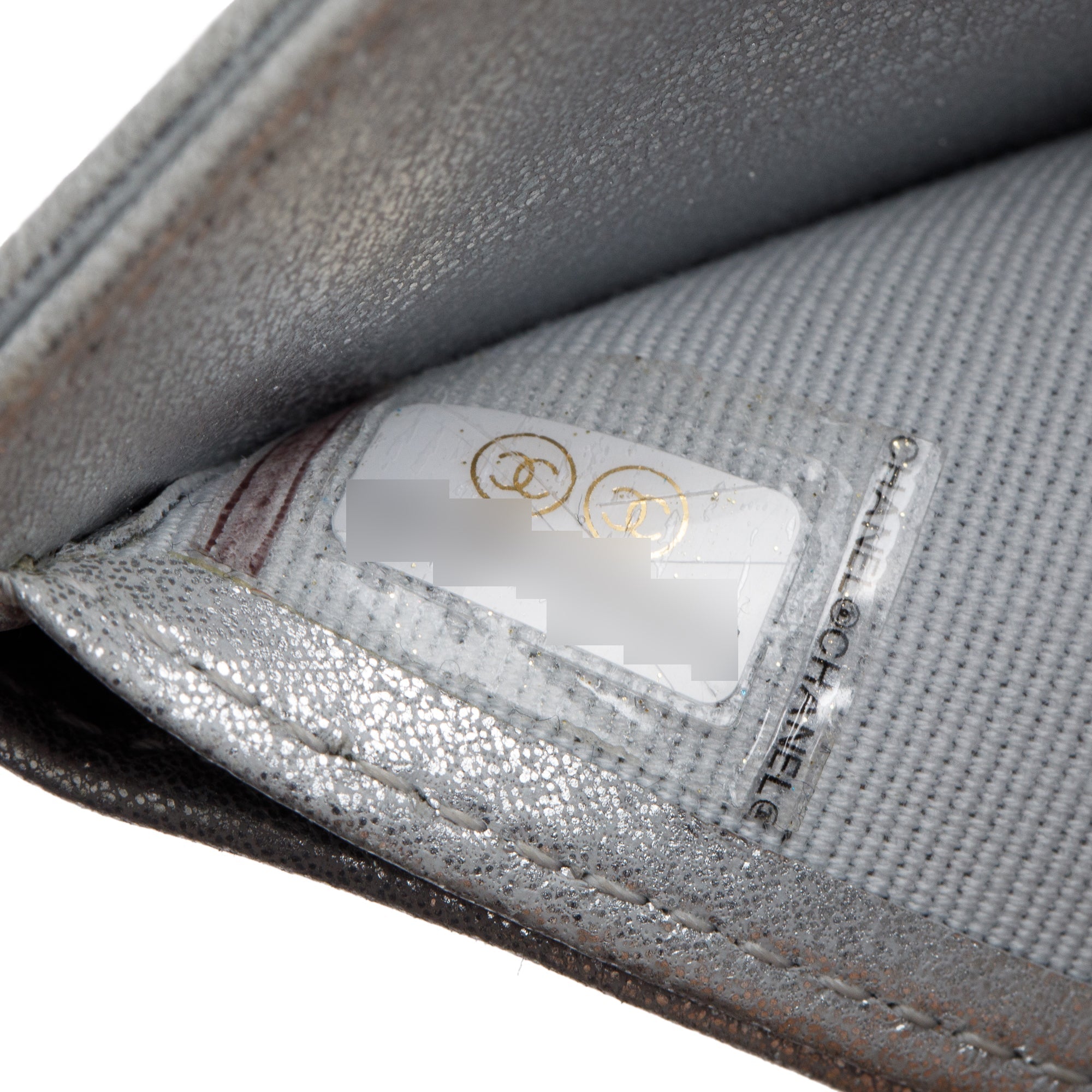 Chanel 2021 Silver Metallic Quilted Lambskin Leather Compact Wallet