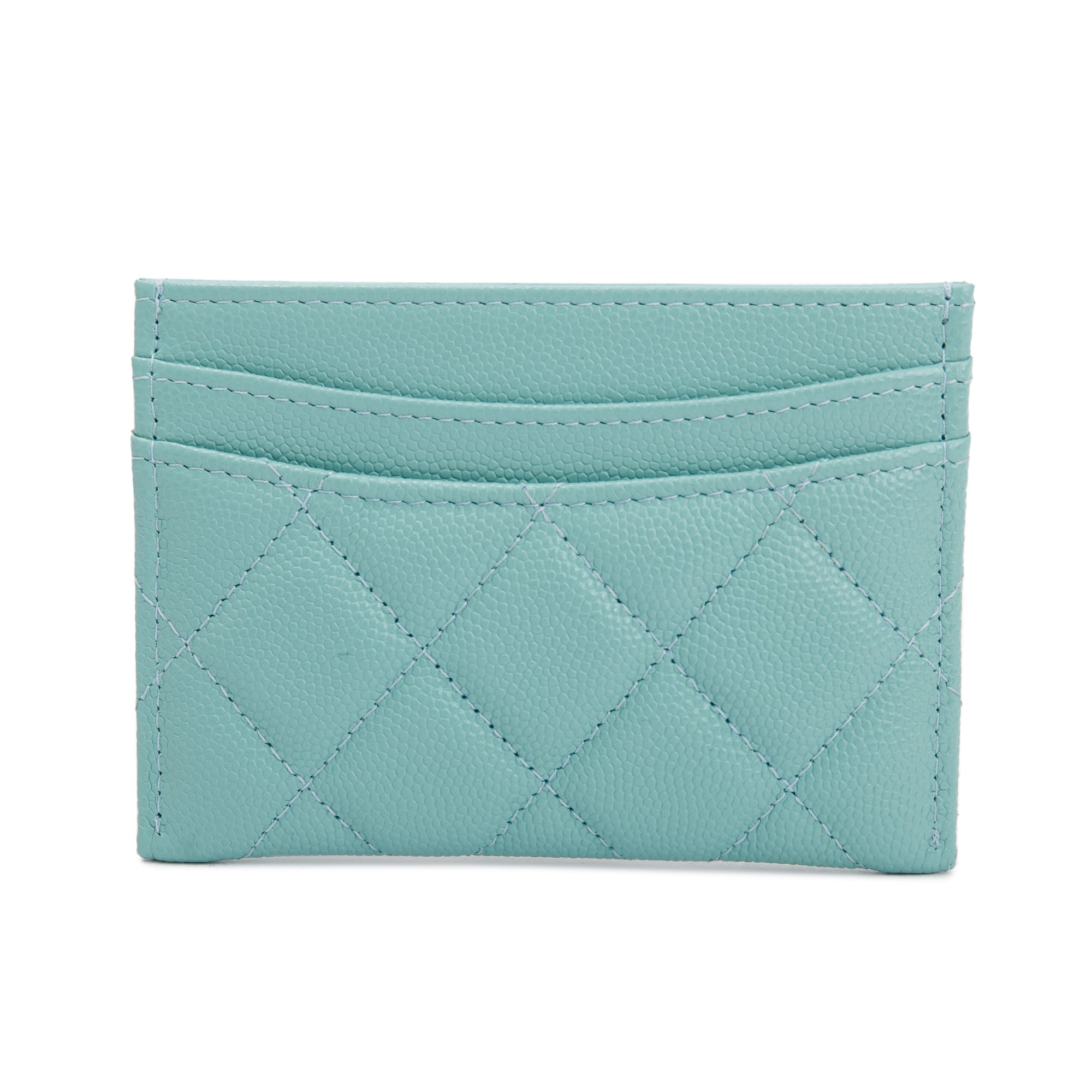 Chanel 2021 Tiffany Blue Caviar Leather Classic Card Holder w/ Box & Authenticity Card