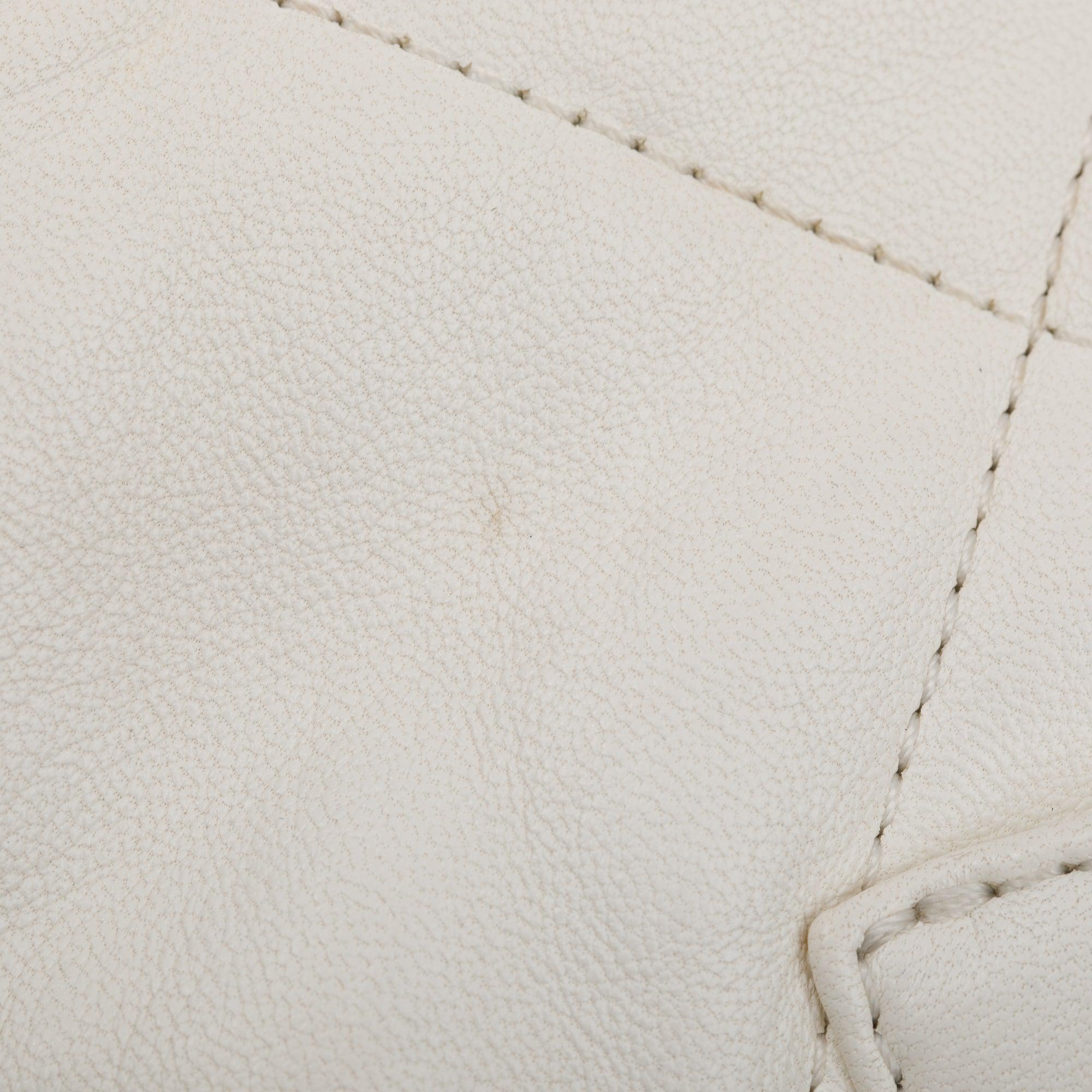 Chanel 2021 White Calfskin Leather Medium Logo Strap Flap Bag w/ Box, Authenticity Card & Receipt