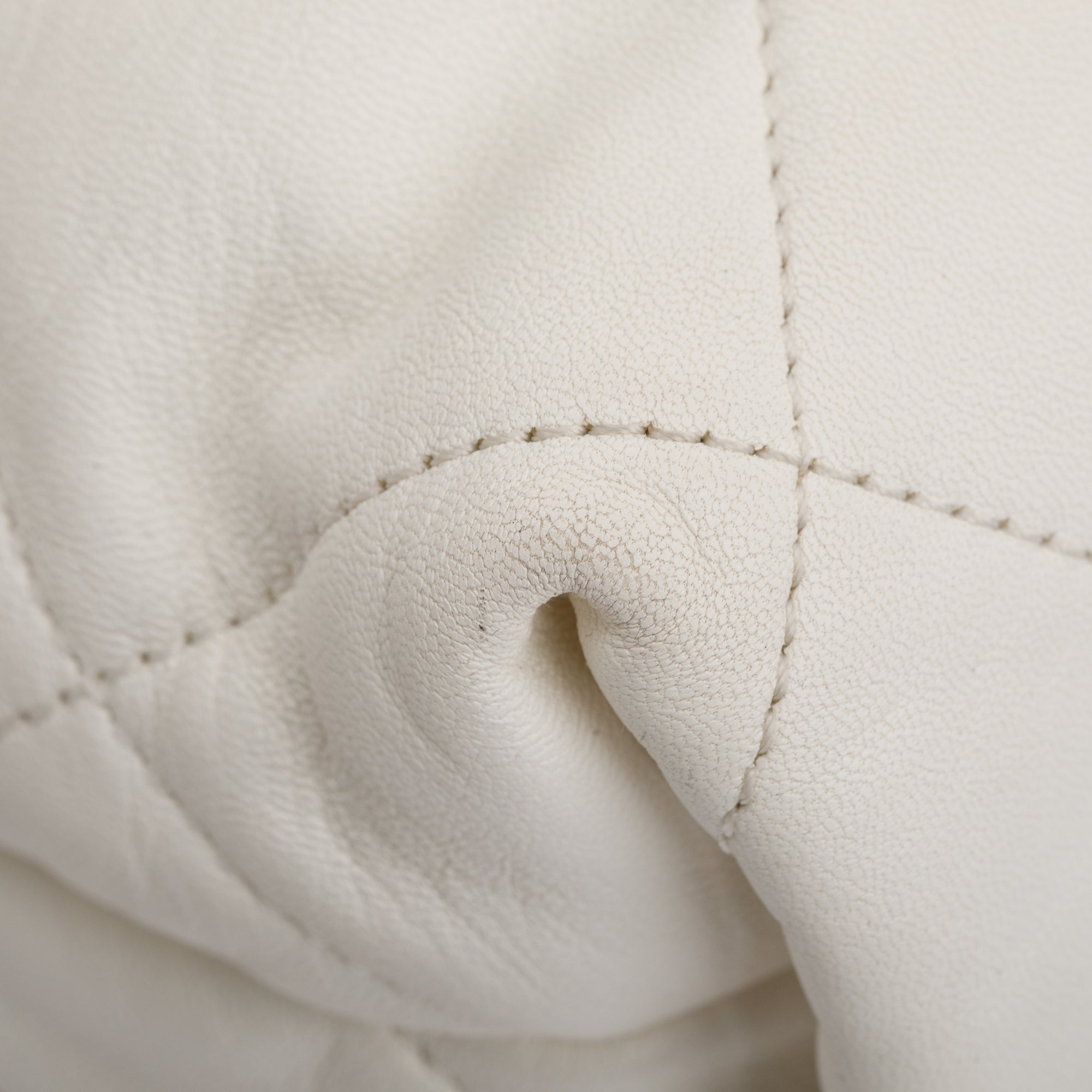 Chanel 2021 White Calfskin Leather Medium Logo Strap Flap Bag w/ Box, Authenticity Card & Receipt