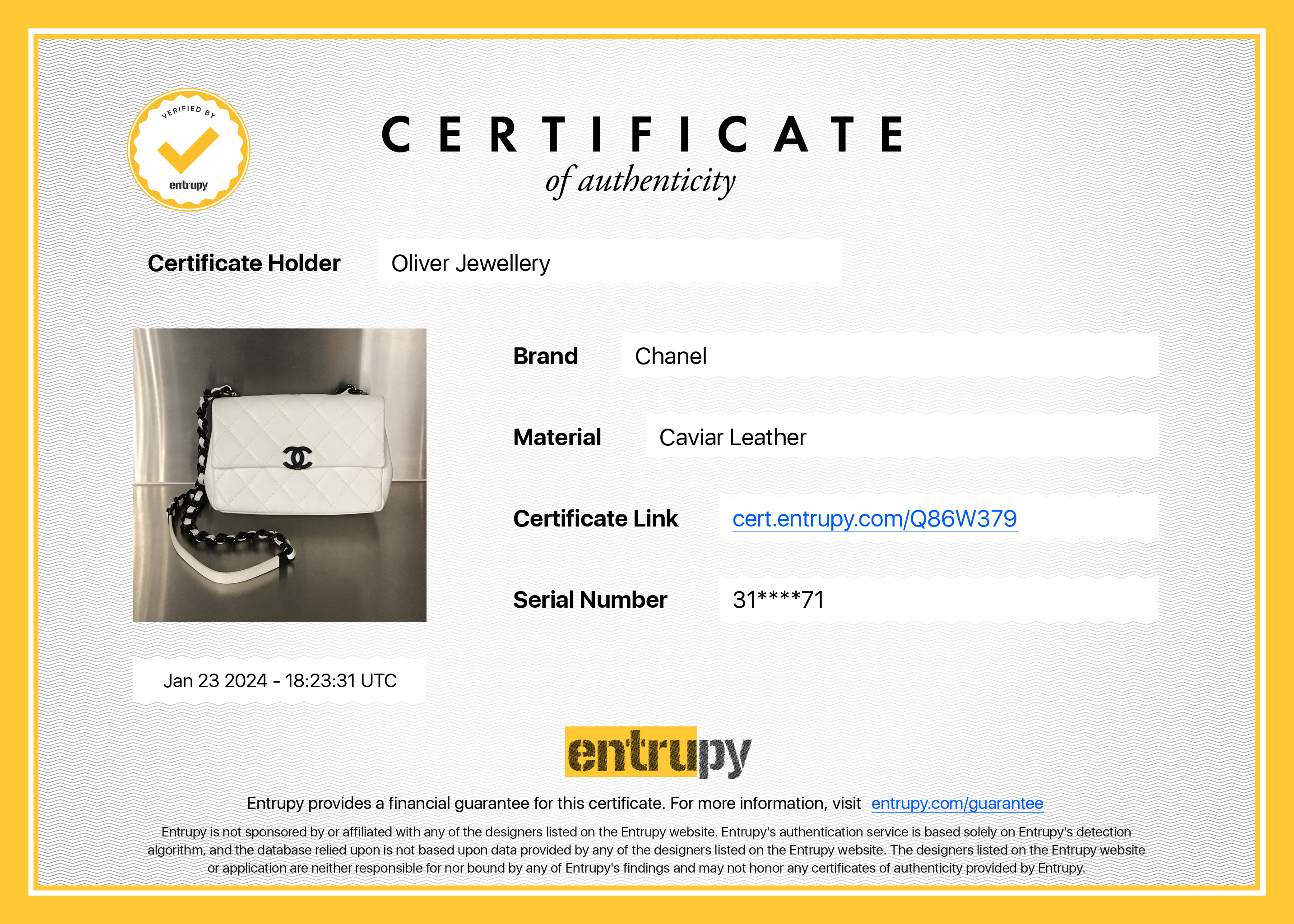 Chanel 2021 White Caviar Leather Small My Everything Flap Bag w/ Box