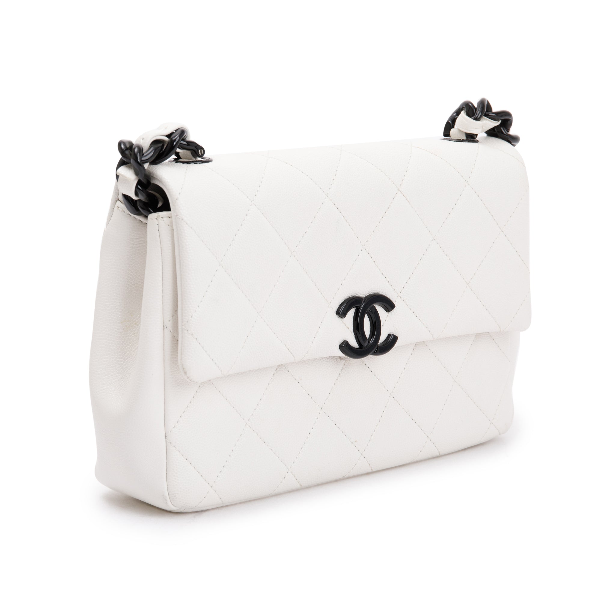 Chanel 2021 White Caviar Leather Small My Everything Flap Bag w/ Box