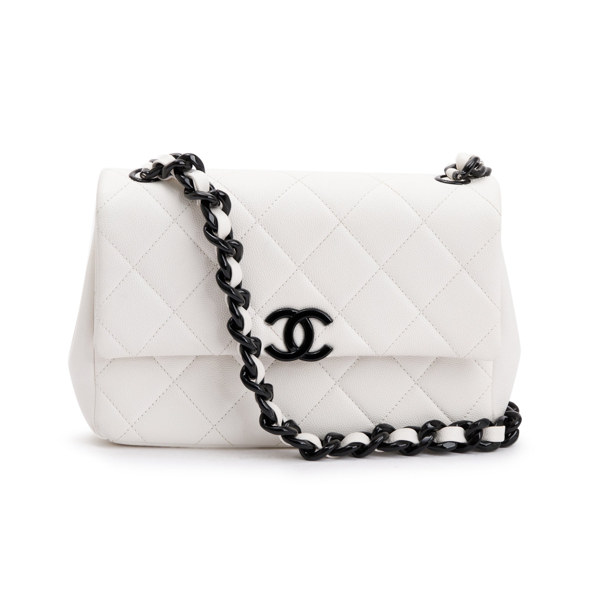 Chanel 2021 White Caviar Leather Small My Everything Flap Bag w/ Box