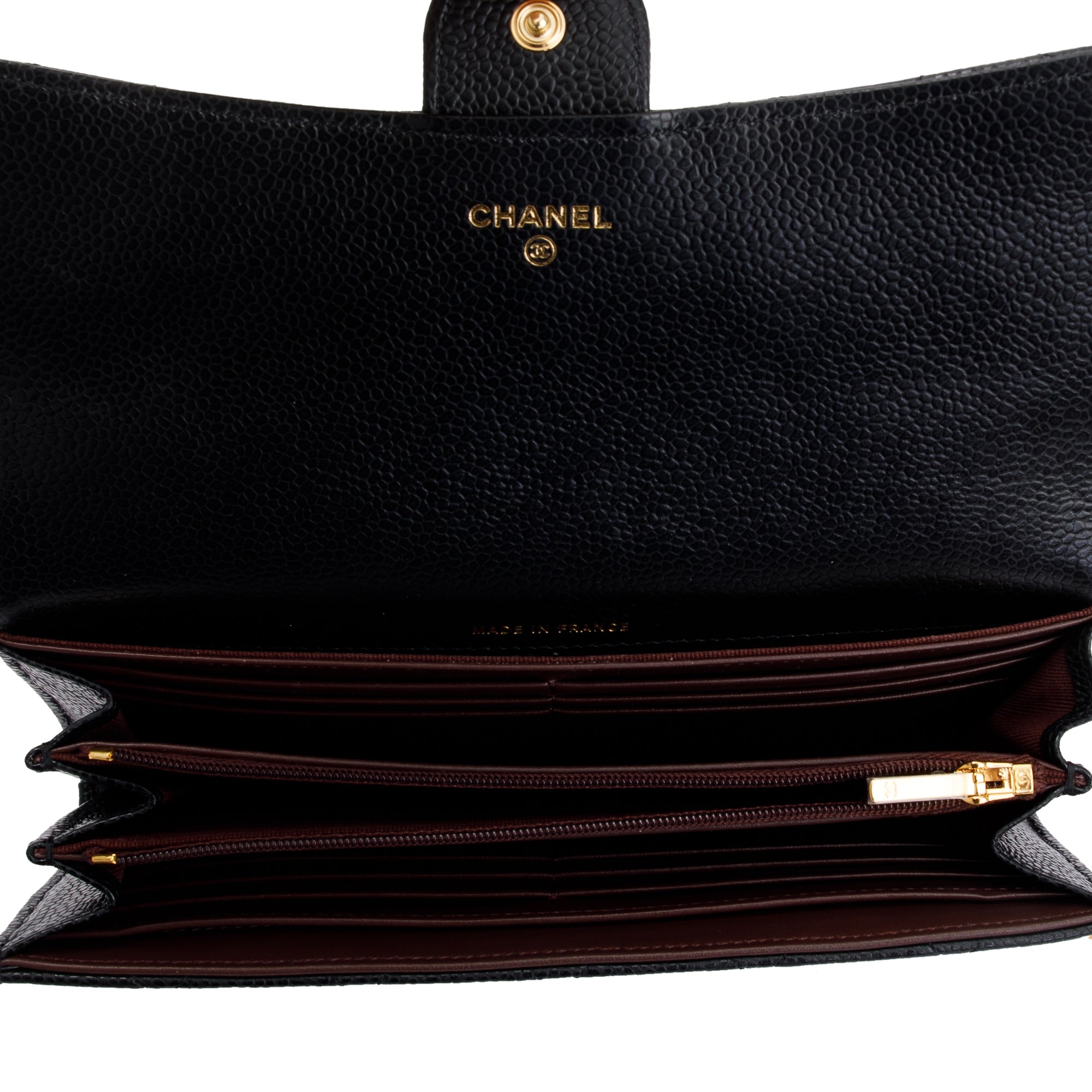 Chanel 2022 Black Caviar Classic Long Flap Wallet w/ Box