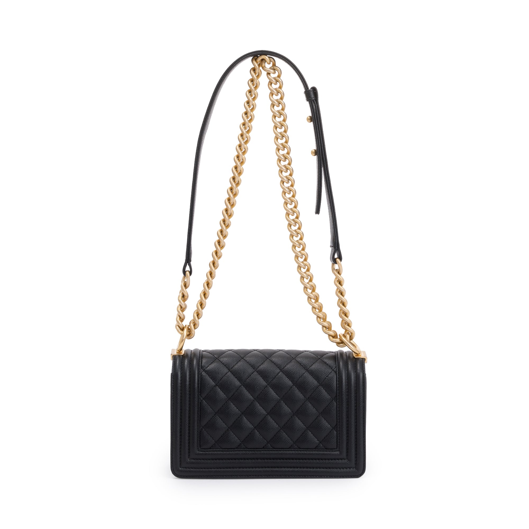 Chanel 2022 Black Caviar Leather Small Boy Bag