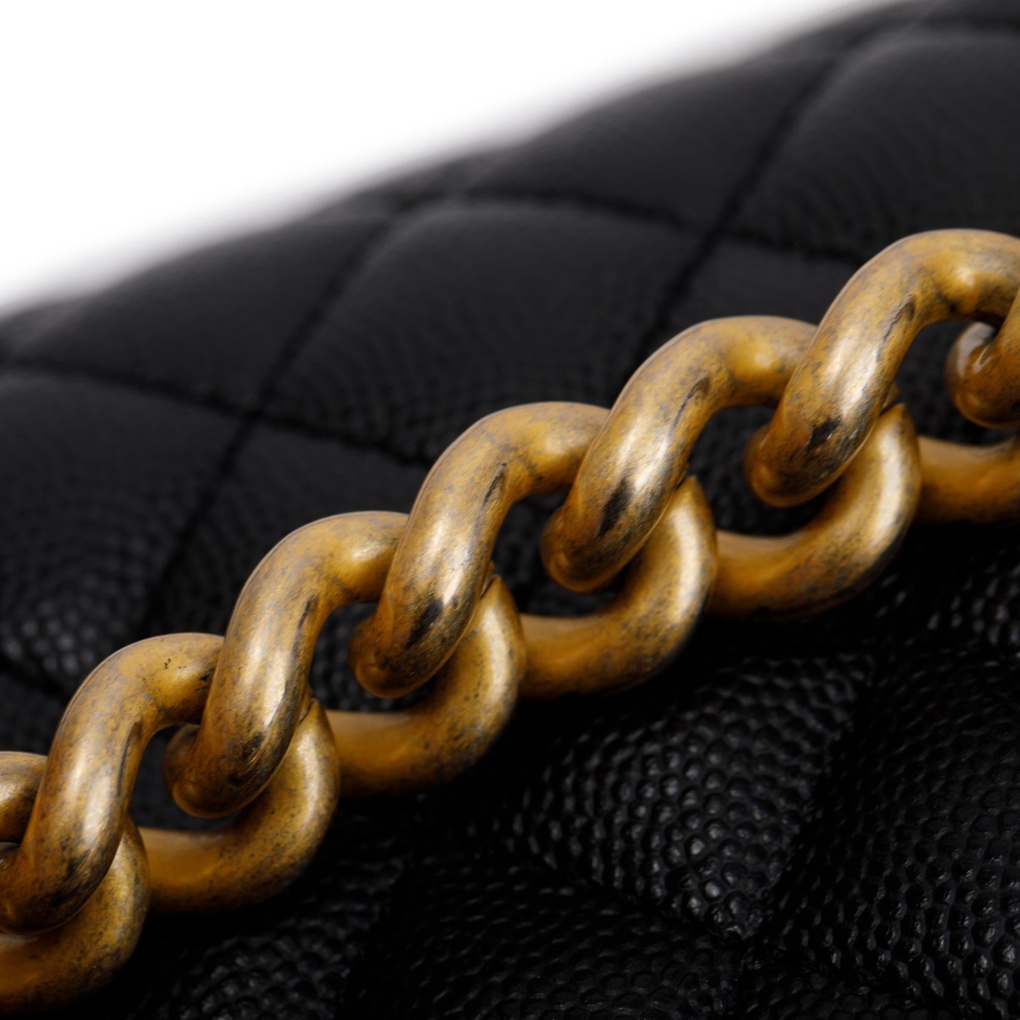 Chanel 2022 Black Caviar Leather Small Boy Bag