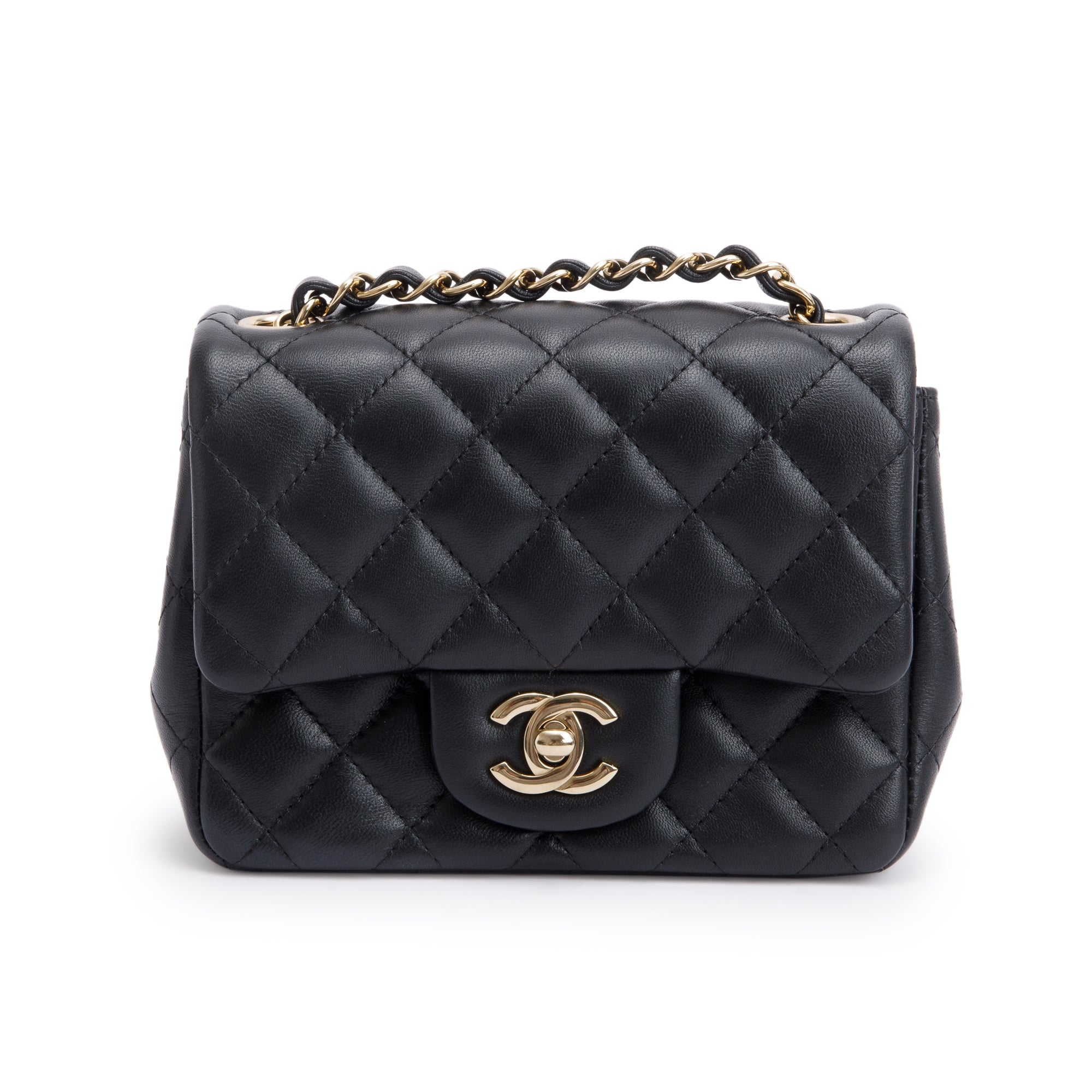 Chanel 2022 Black Quilted Calfskin Leather Classic Square Mini Flap Bag w/ Box & Receipt