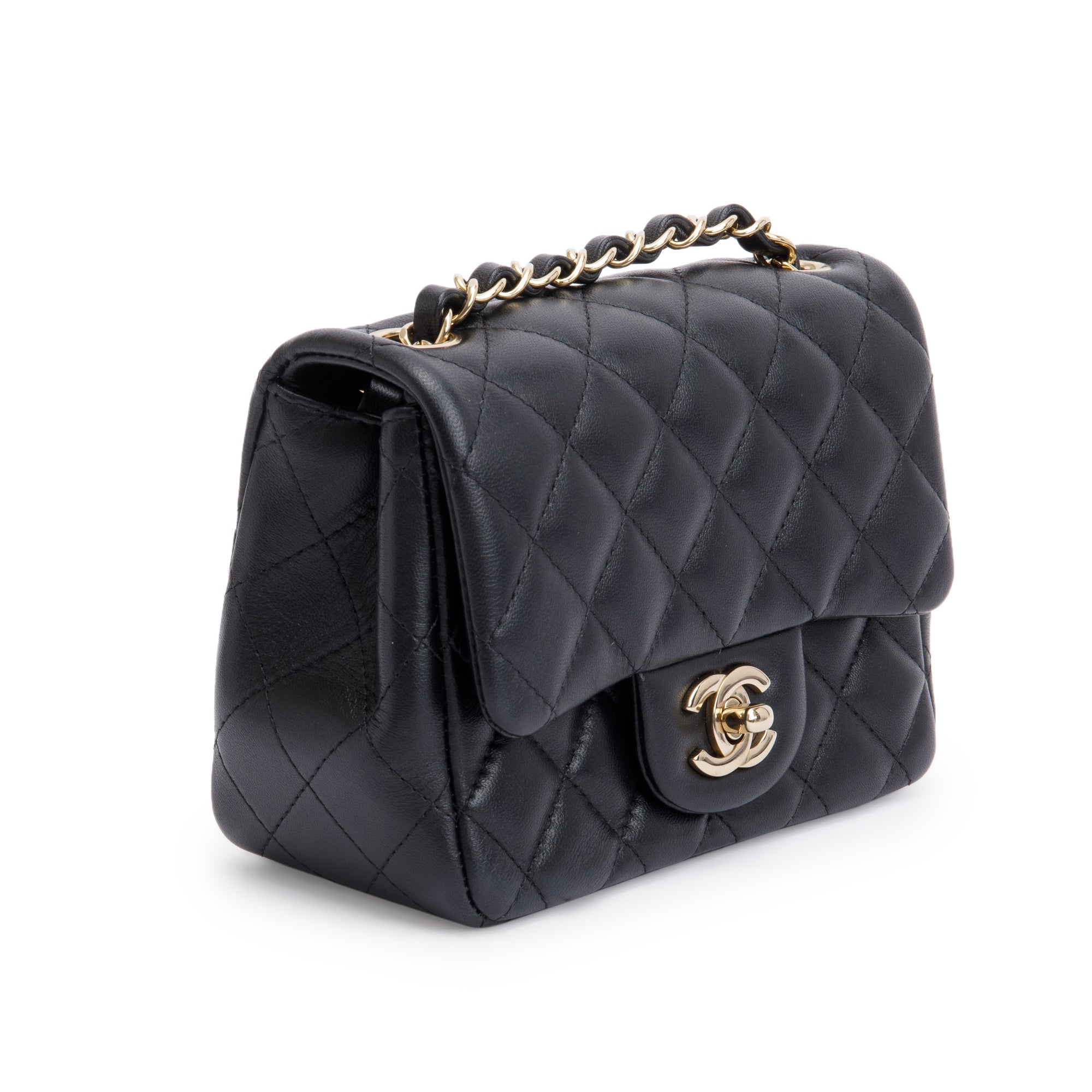 Chanel 2022 Black Quilted Calfskin Leather Classic Square Mini Flap Bag w/ Box & Receipt